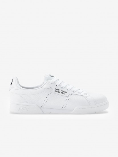 Sapatilhas Fred Perry B722 Brancas Em Couro Granulado