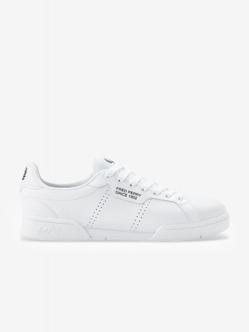 Sapatilhas Fred Perry B722 Brancas Em Couro Granulado