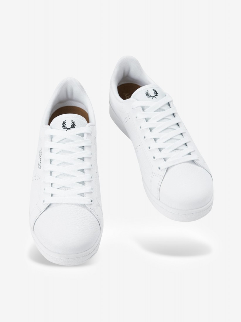 Sapatilhas Fred Perry B722 Brancas Em Couro Granulado