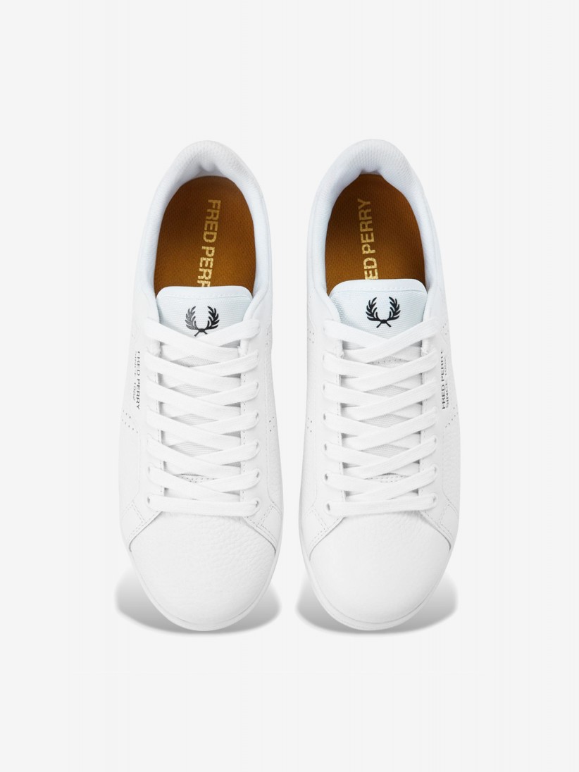 Sapatilhas Fred Perry B722 Brancas Em Couro Granulado