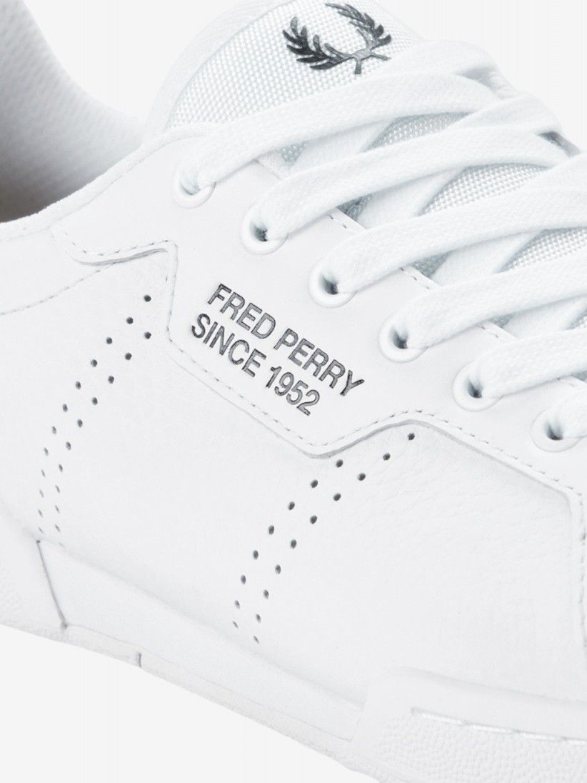 Sapatilhas Fred Perry B722 Brancas Em Couro Granulado