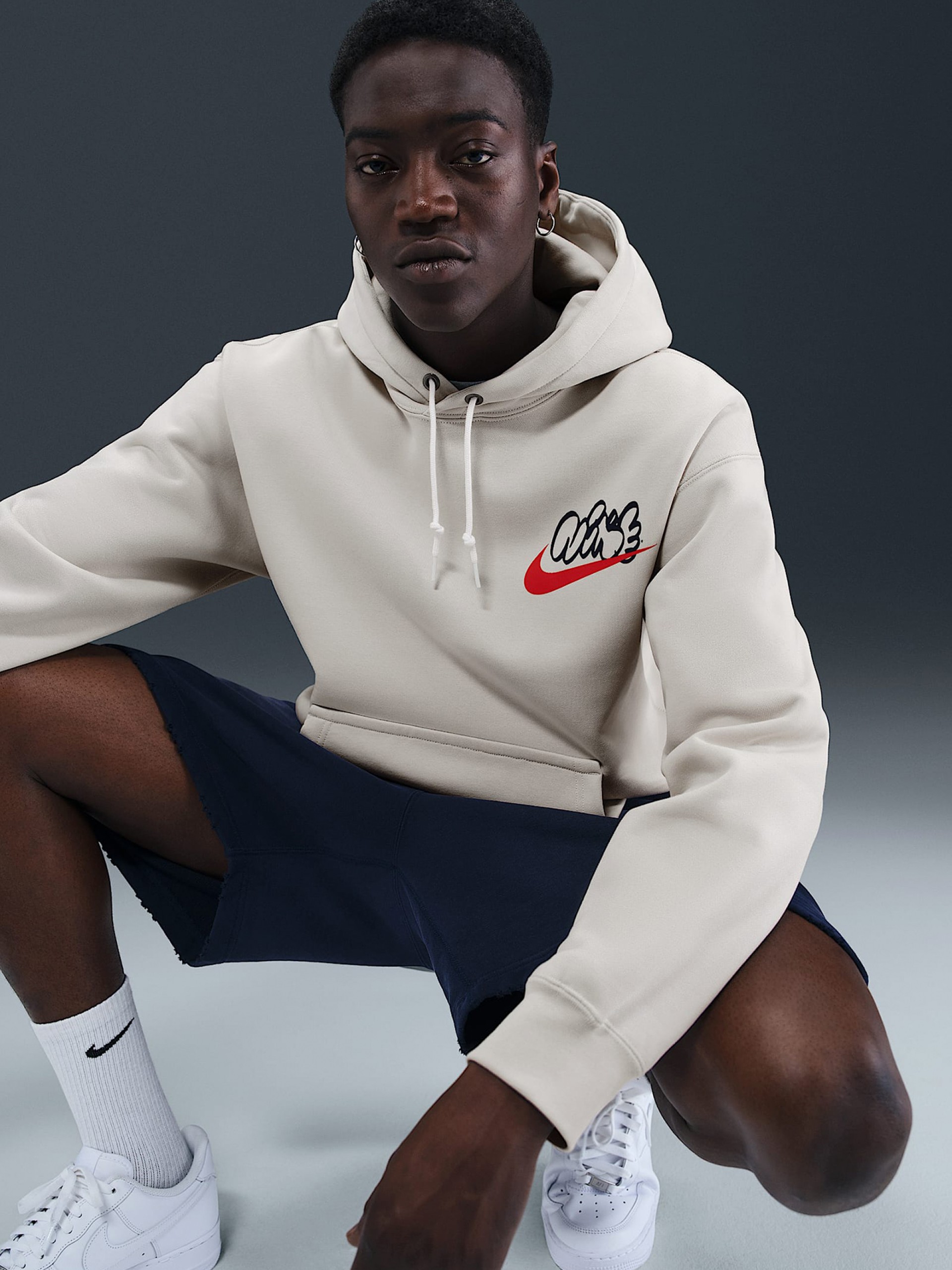 Nike Solo Swoosh Beige Hoodie For Men