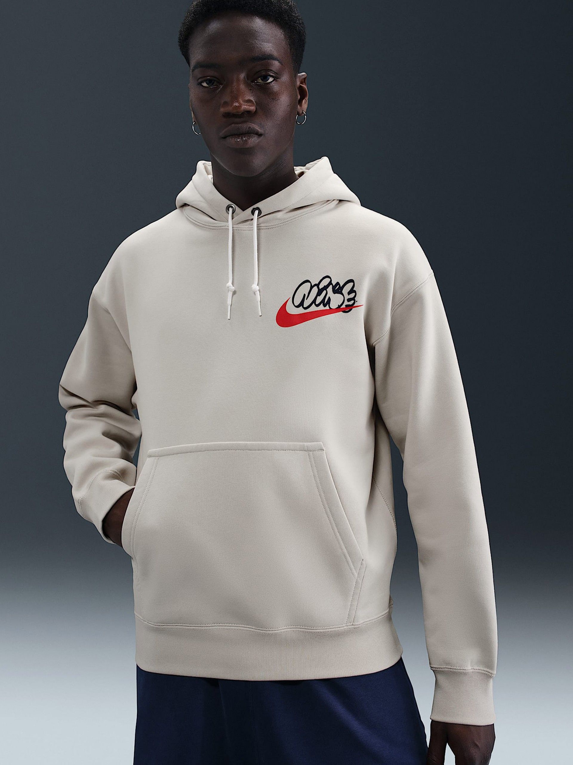 Camisola com Capuz Nike Solo Swoosh Bege Para Homem