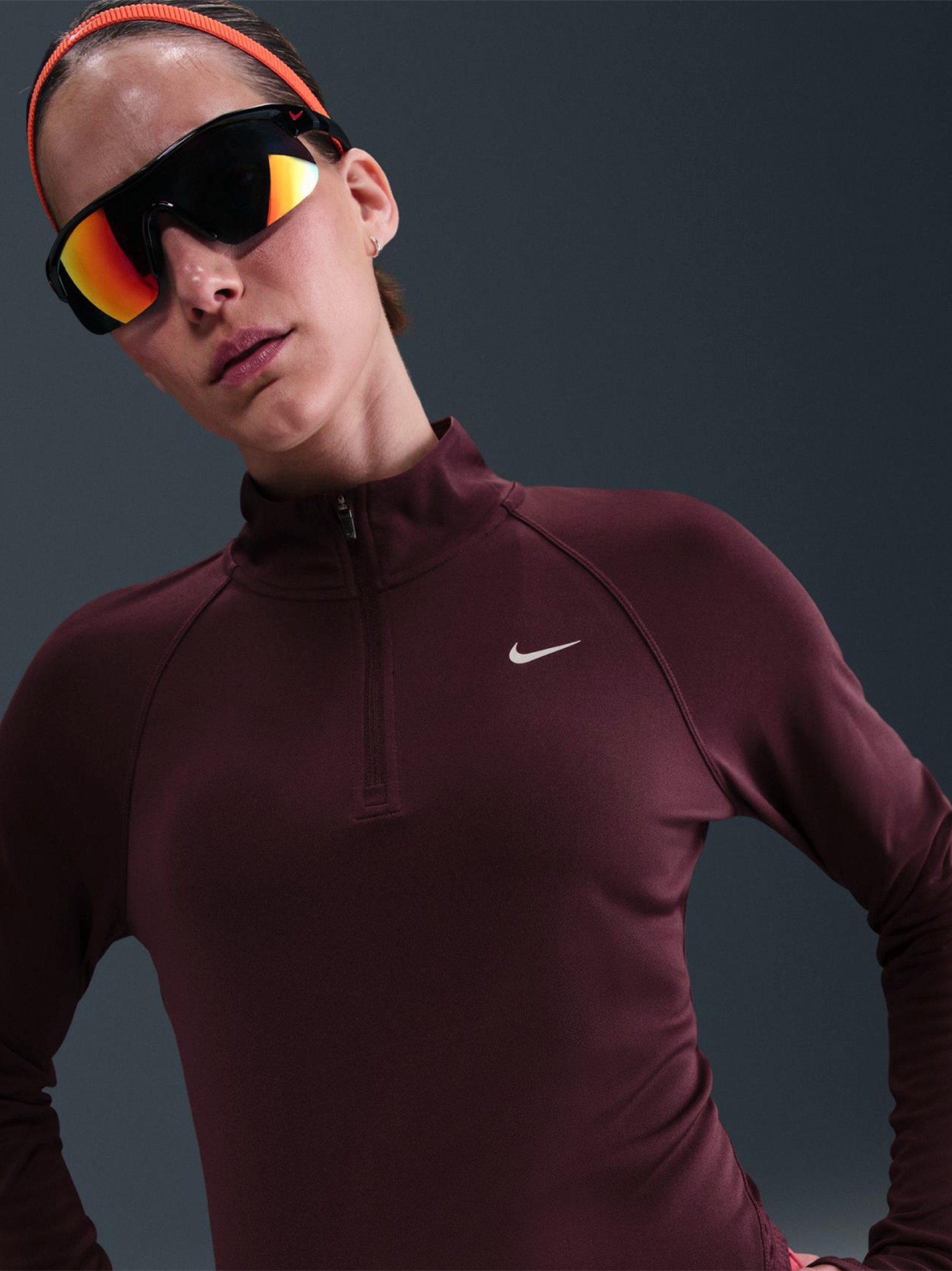 Nike Tempo Dri-FIT Burgundy Running Zip Sweater For Women