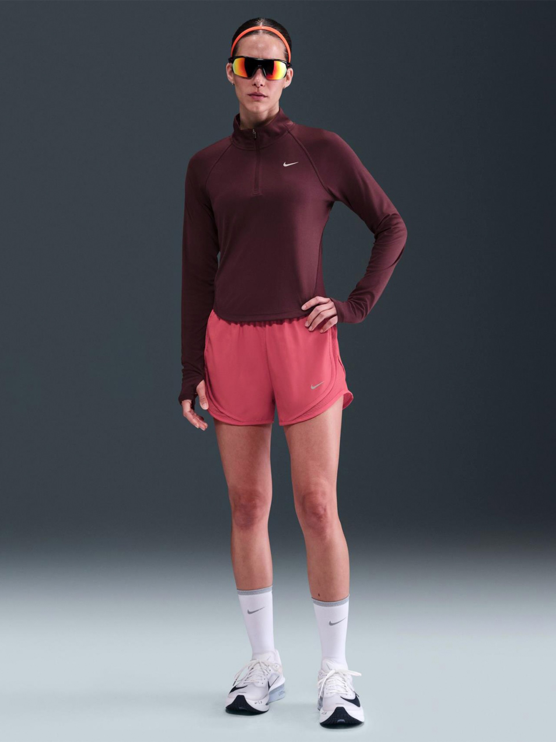 Nike Tempo Dri-FIT Burgundy Running Zip Sweater For Women