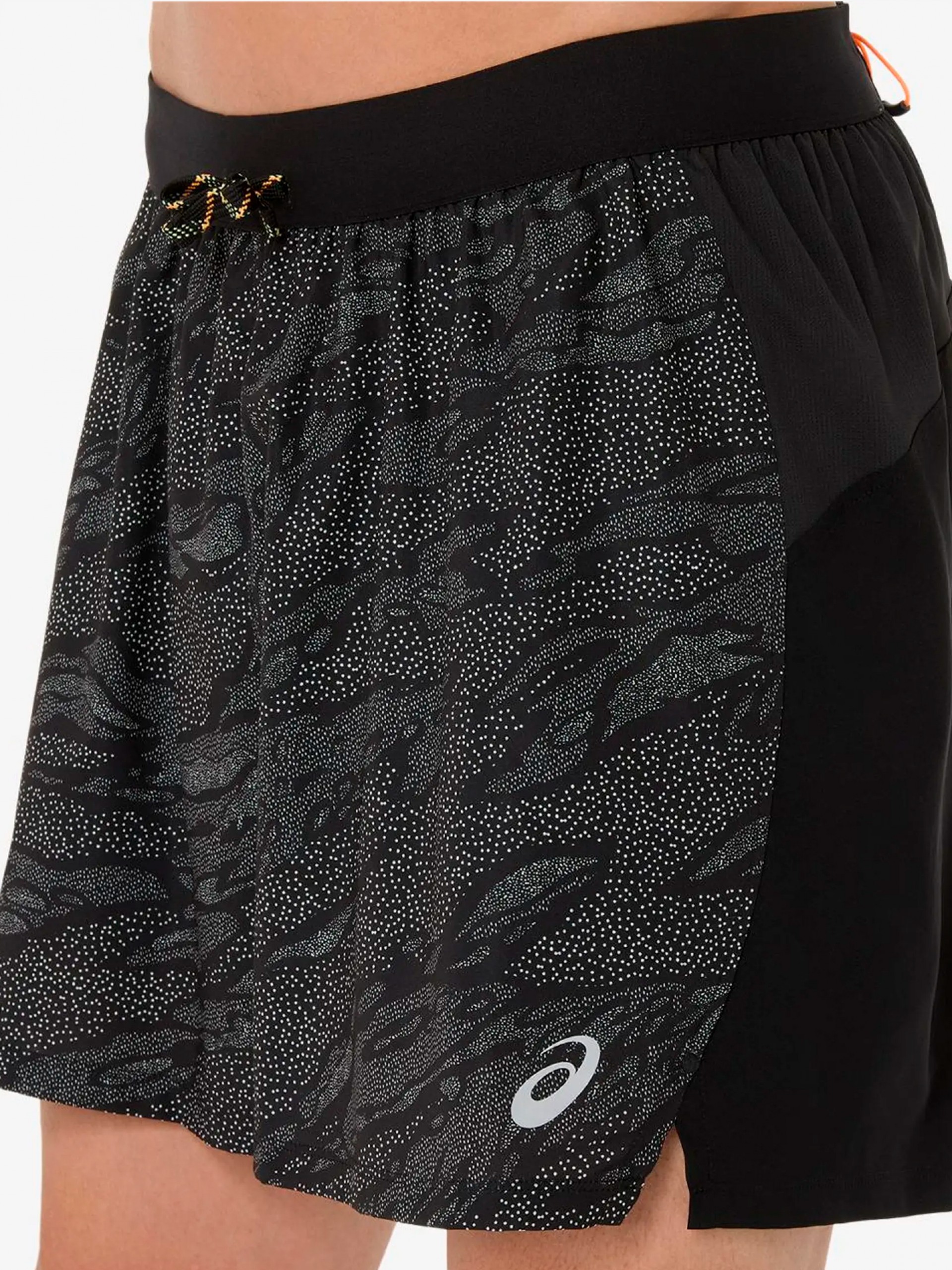 Pantalones Cortos de Trail Asics Fujitrail All Over Print 12.7cm Negros y Grises