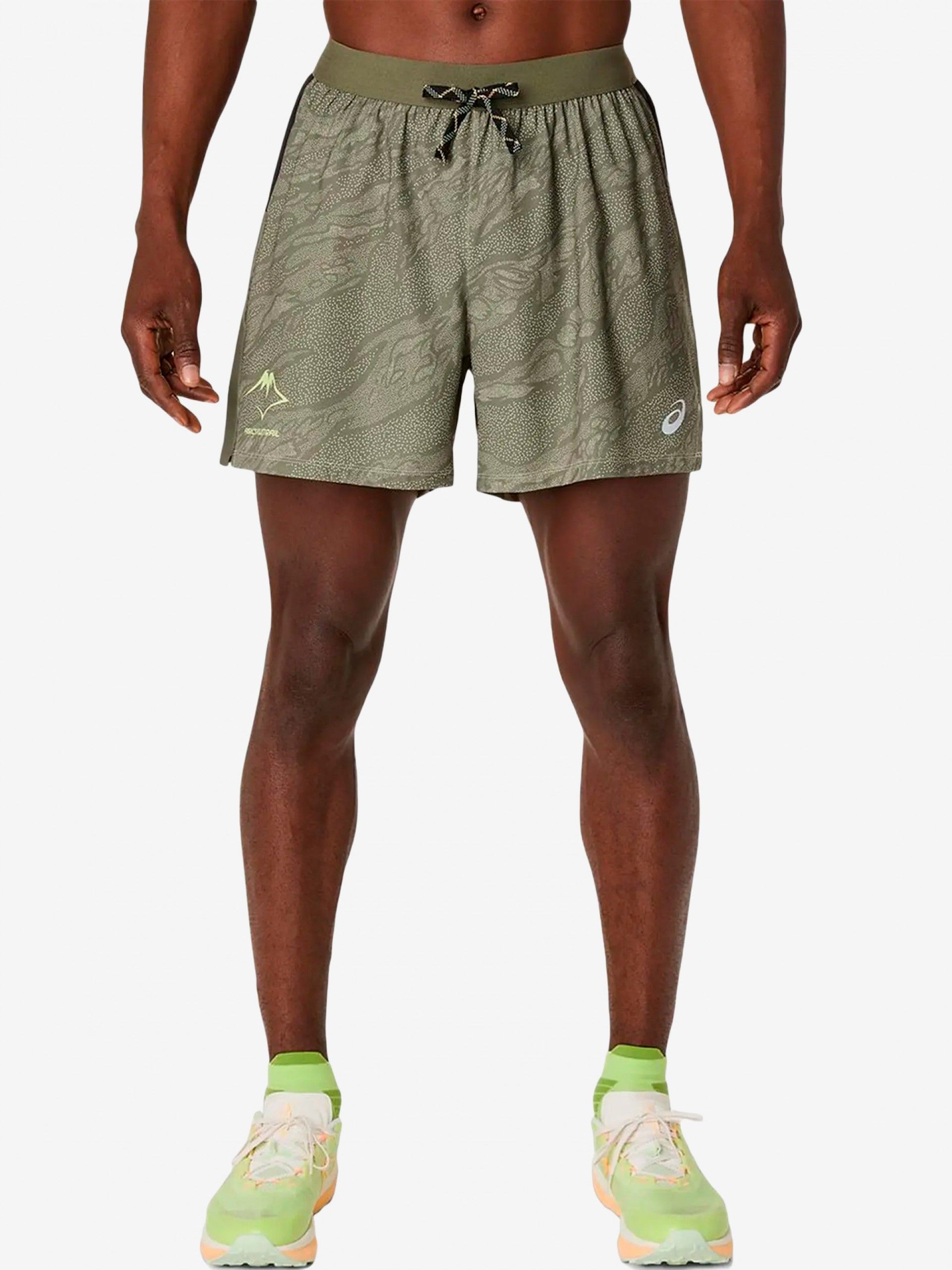 Asics Fujitrail All Over Print 12.7cm Green Trail Shorts