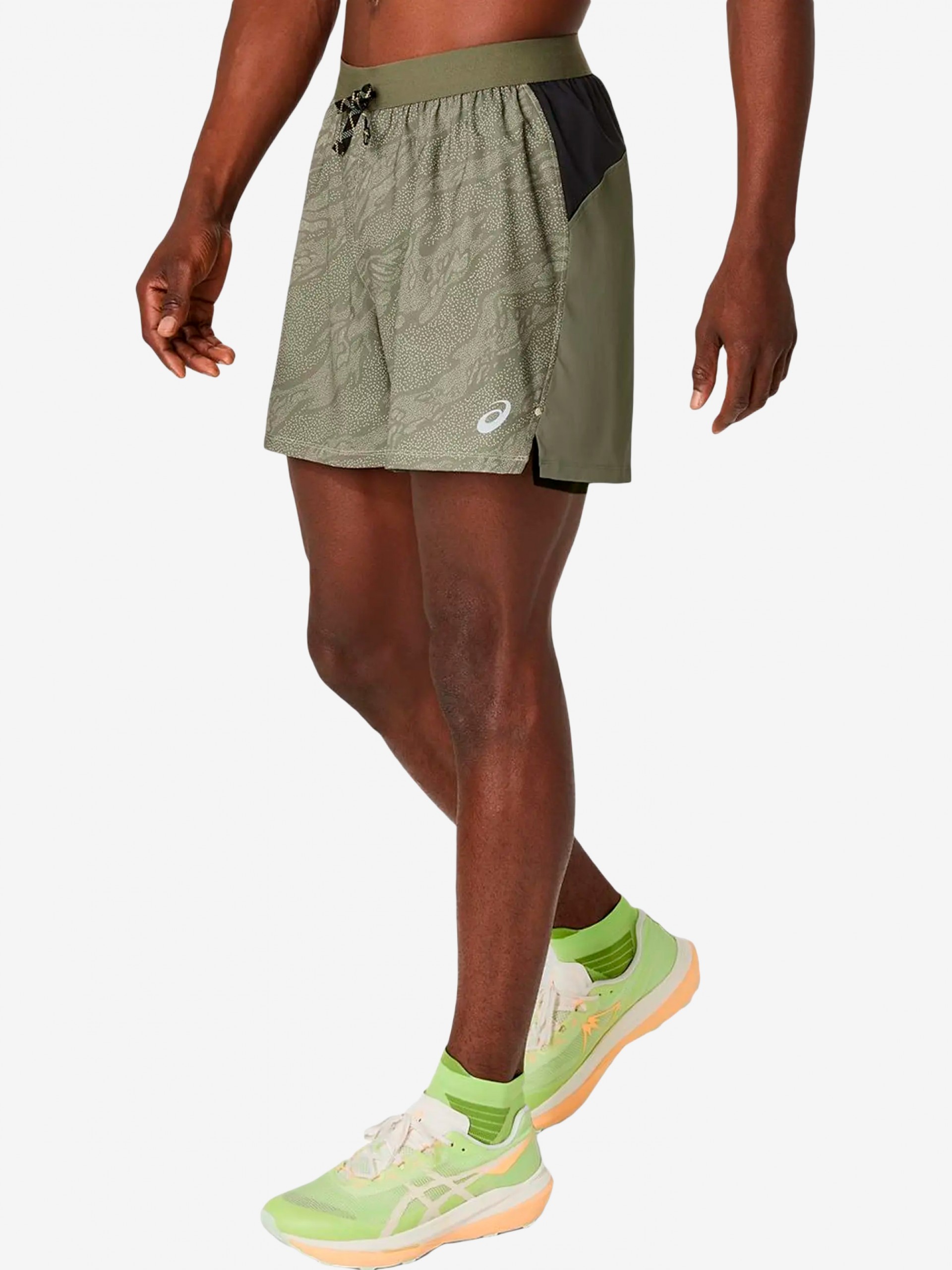 Asics Fujitrail All Over Print 12.7cm Green Trail Shorts