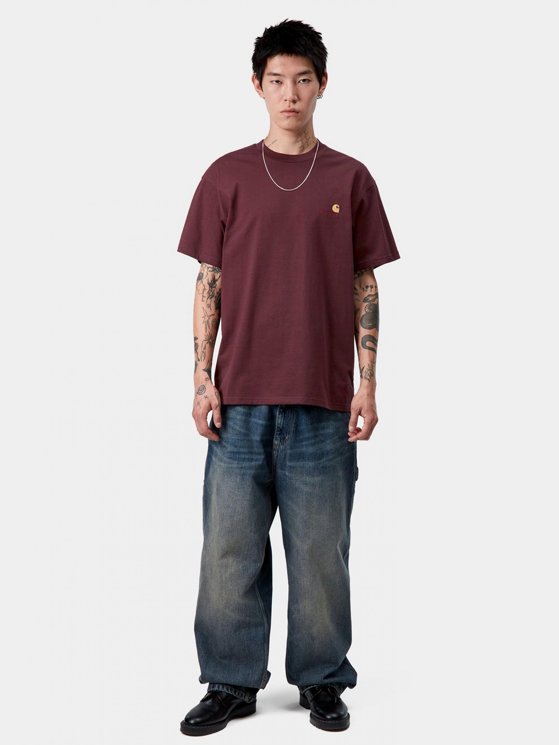 Carhartt WIP American Script Burgundy T-shirt