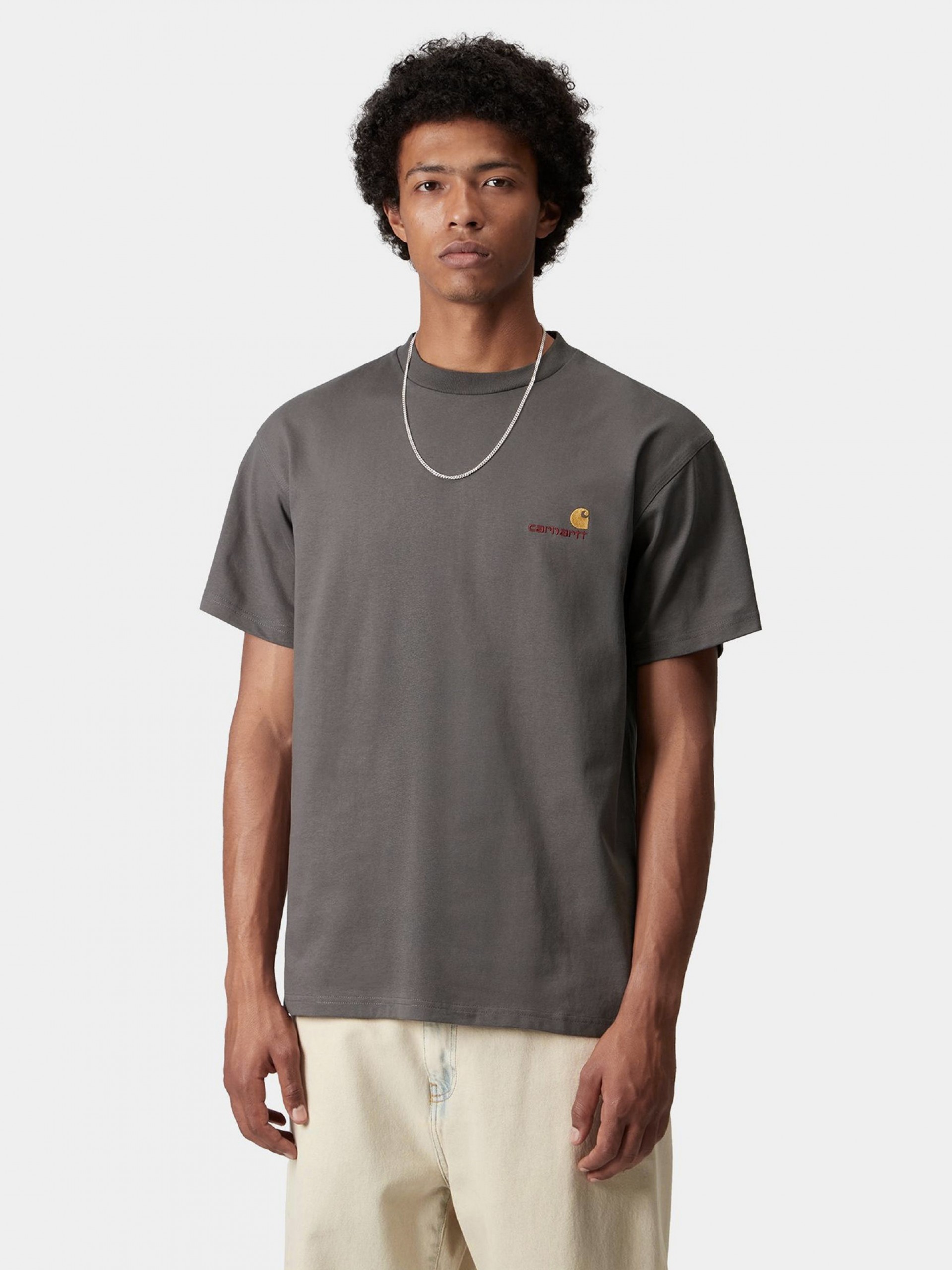 T-shirt Carhartt WIP American Script Cinzenta