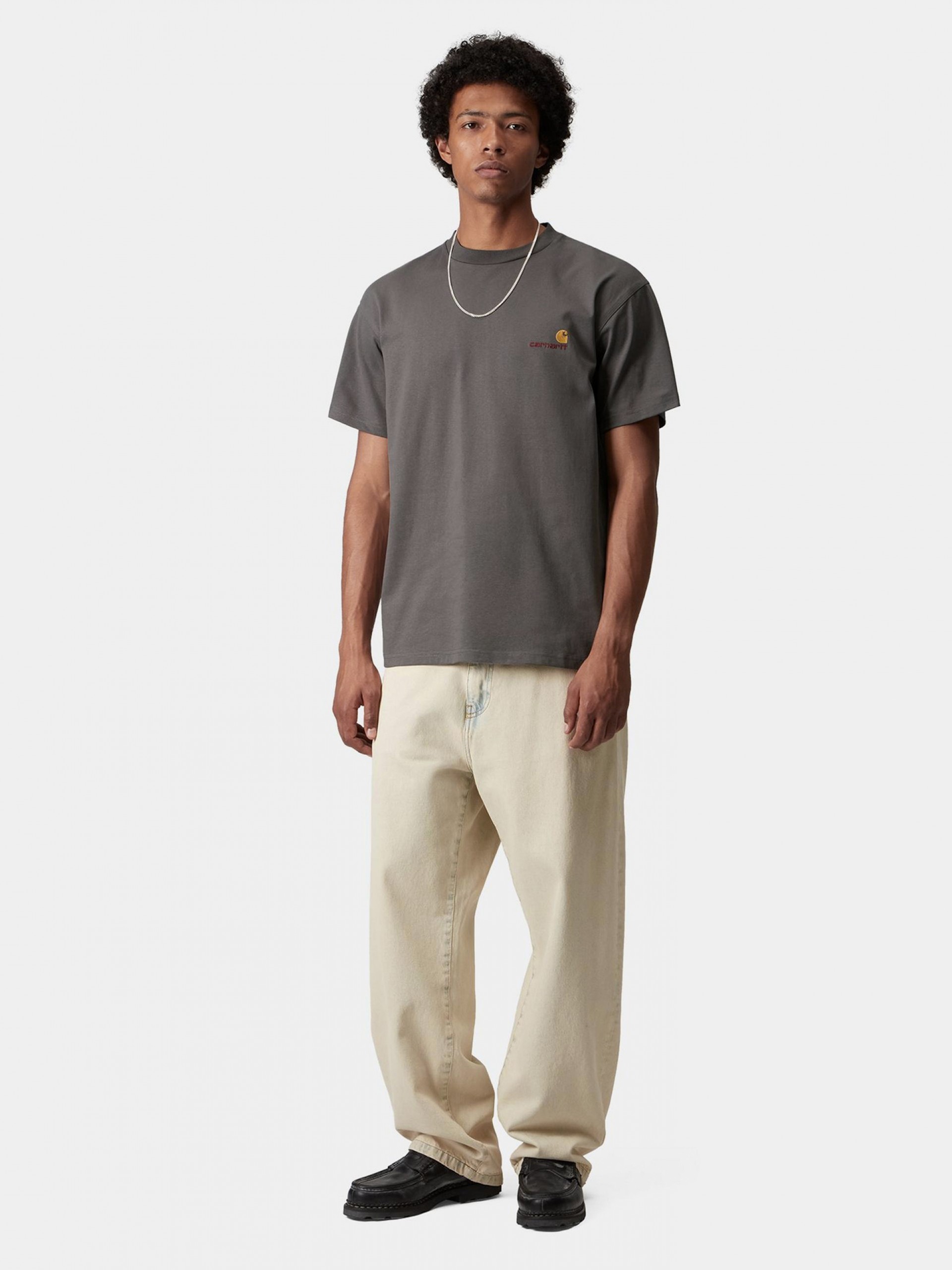 T-shirt Carhartt WIP American Script Cinzenta