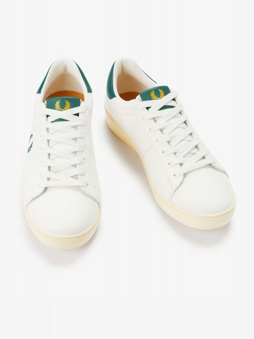 Sapatilhas Fred Perry Spencer Em Couro Brancas e Verdes