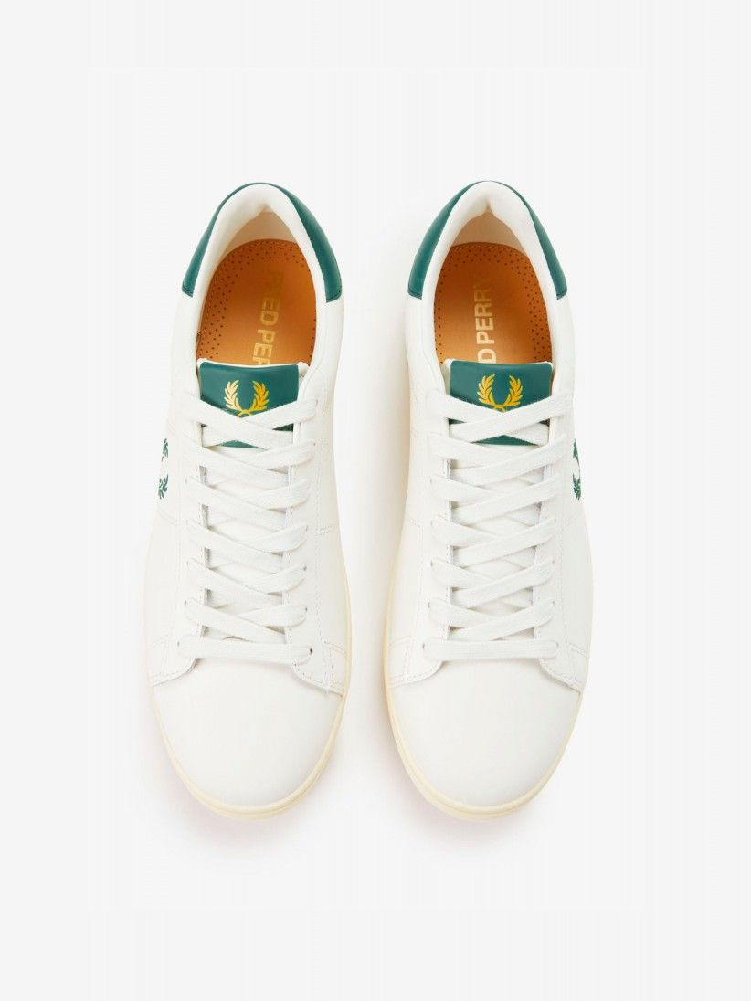 Sapatilhas Fred Perry Spencer Em Couro Brancas e Verdes