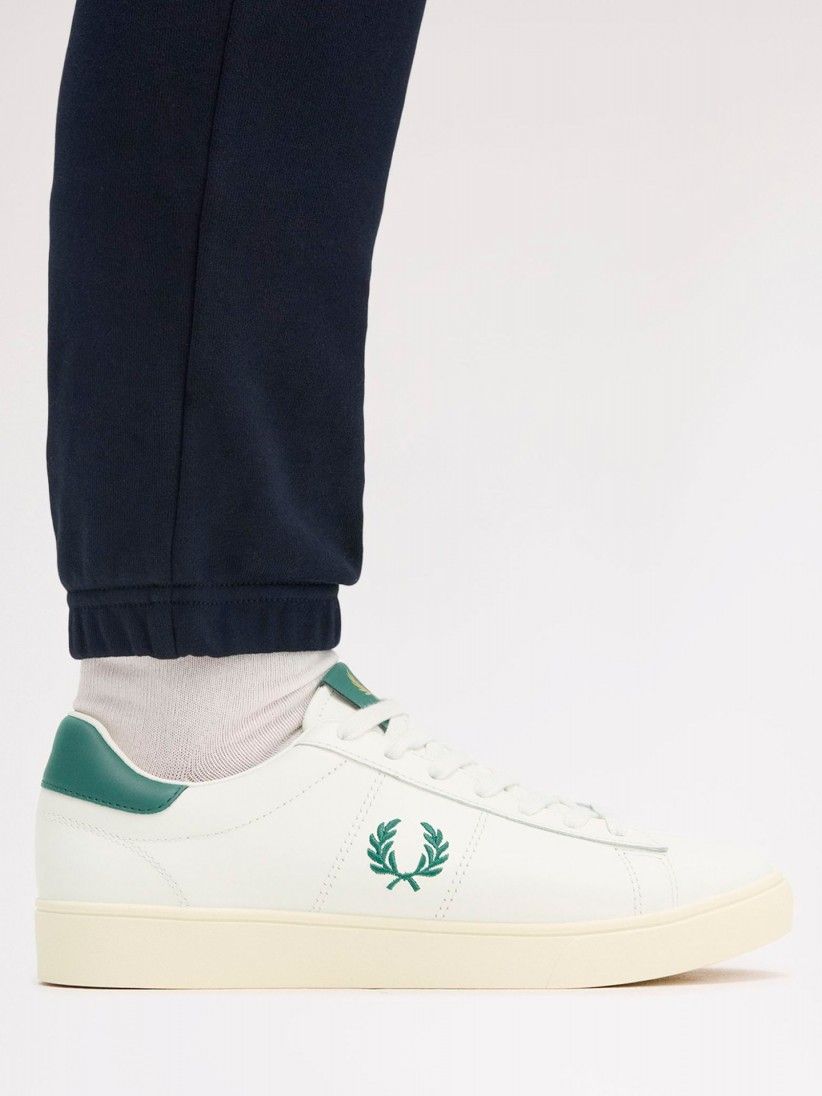 Sapatilhas Fred Perry Spencer Em Couro Brancas e Verdes