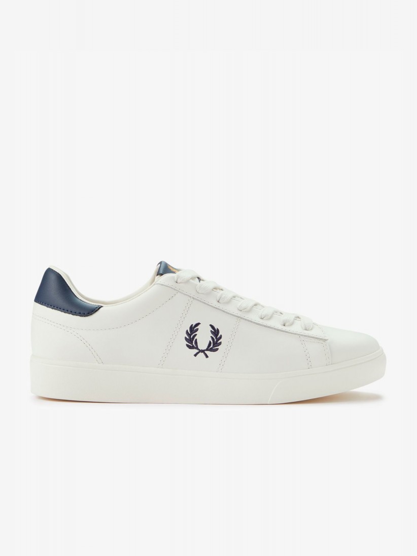Sapatilhas Fred Perry Spencer Em Couro Brancas e Azuis