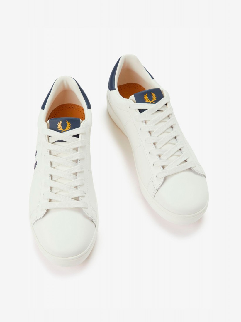 Sapatilhas Fred Perry Spencer Em Couro Brancas e Azuis