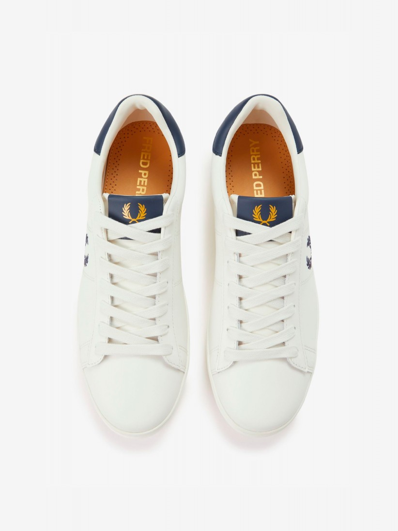 Sapatilhas Fred Perry Spencer Em Couro Brancas e Azuis