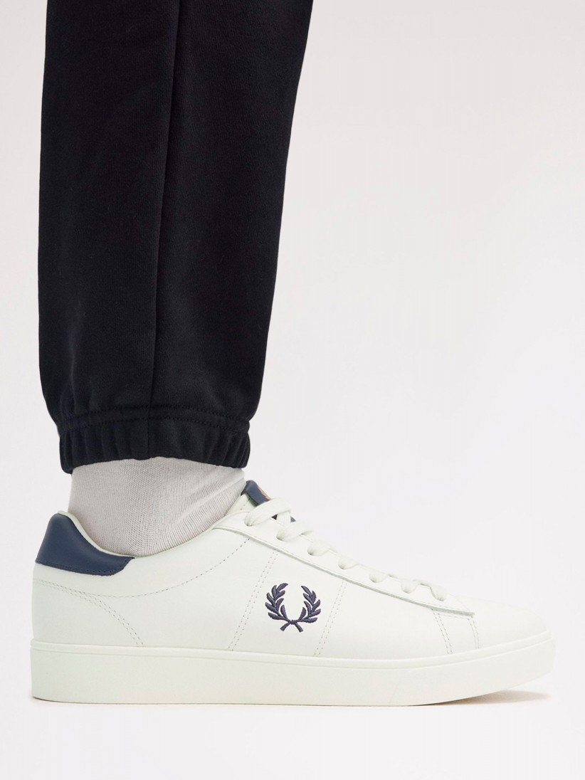 Sapatilhas Fred Perry Spencer Em Couro Brancas e Azuis