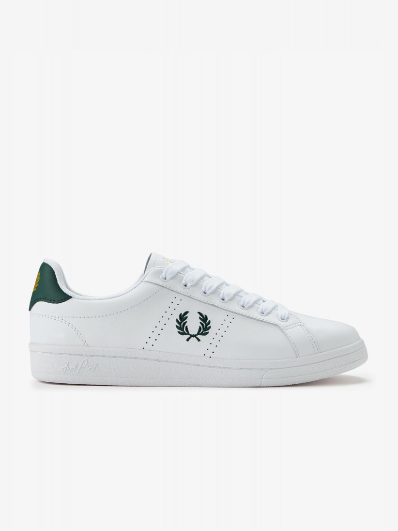 Fred Perry B721 Leather White and Green Sneakers