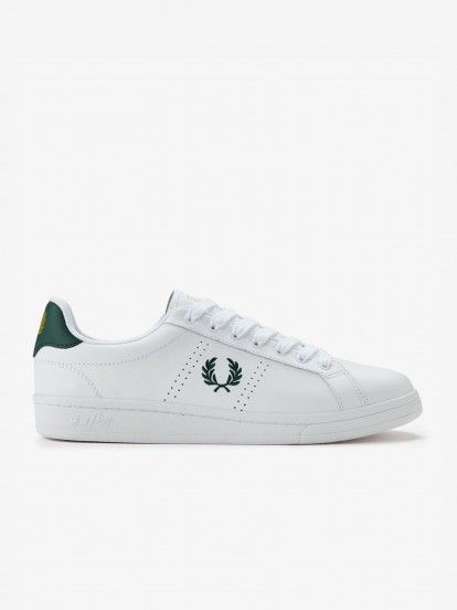 Sapatilhas Fred Perry B721 Em Pele Brancas e Verdes