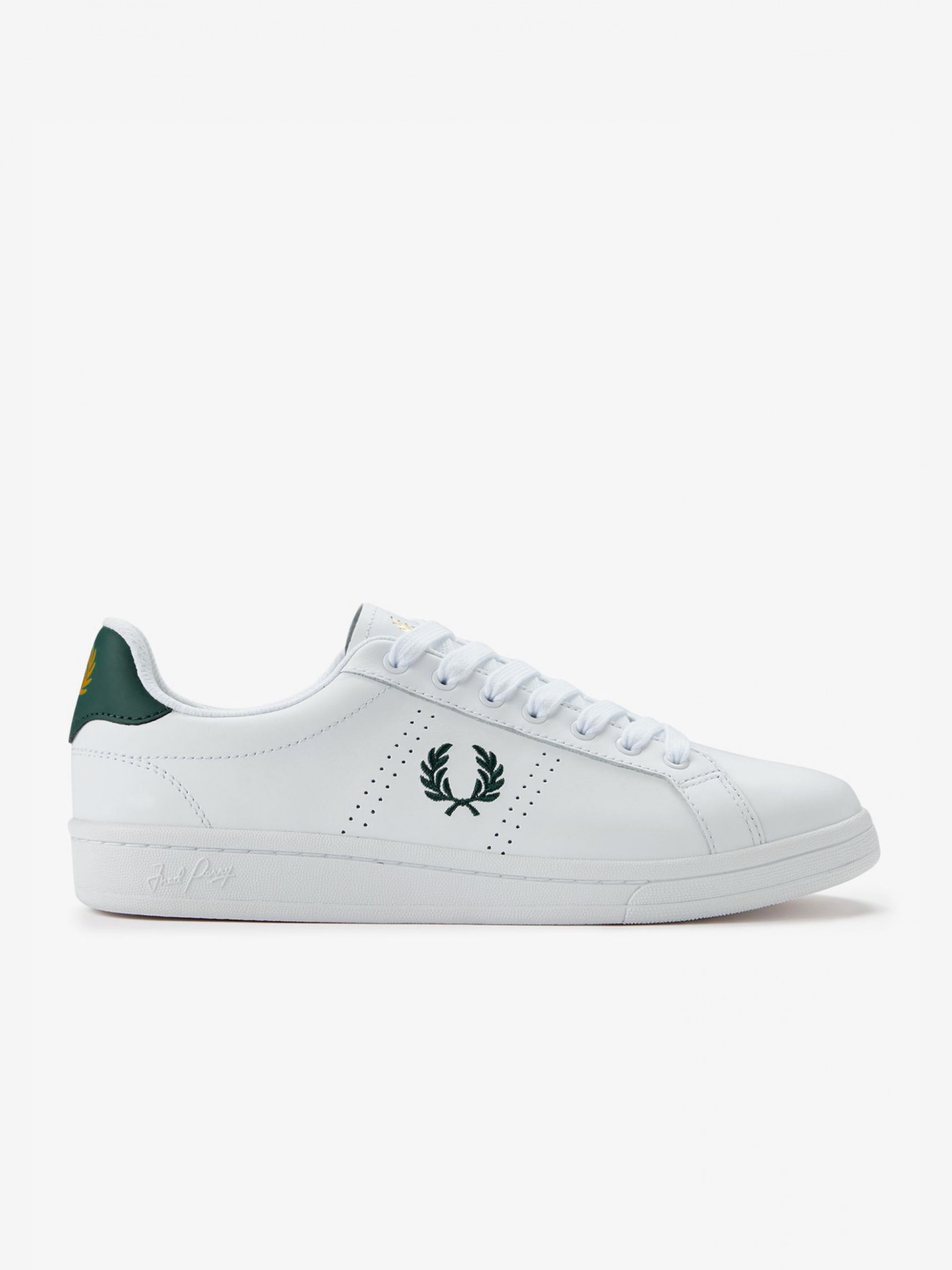 Sapatilhas Fred Perry B721 Em Pele Brancas e Verdes