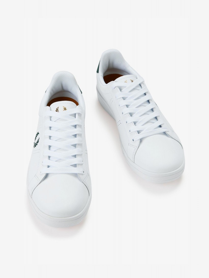 Fred Perry B721 Leather White and Green Sneakers