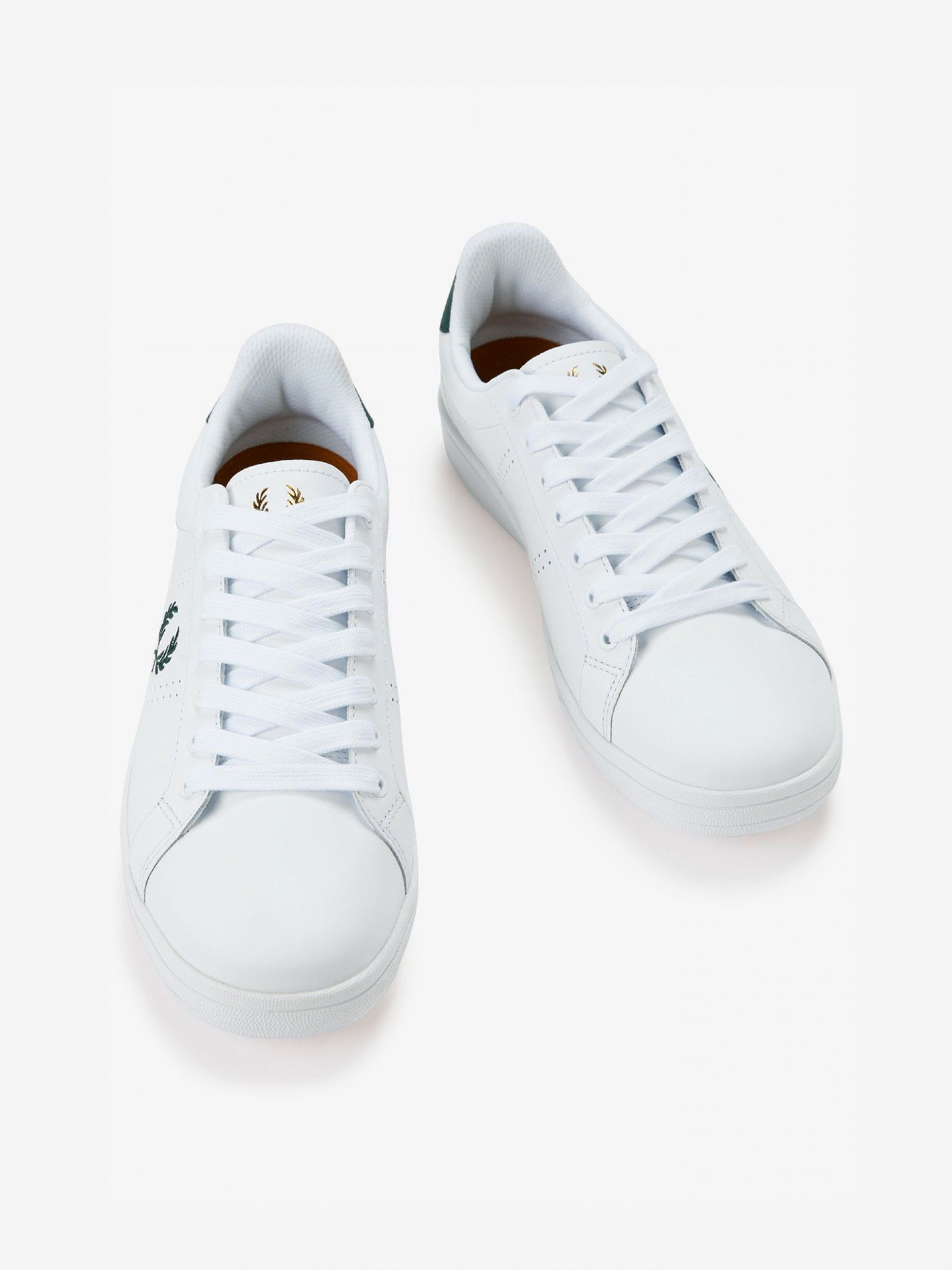 Sapatilhas Fred Perry B721 Em Pele Brancas e Verdes