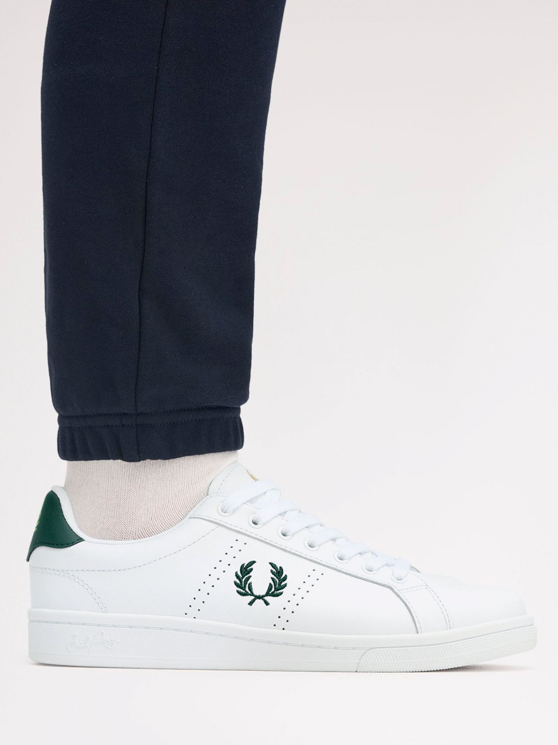 Sapatilhas Fred Perry B721 Em Pele Brancas e Verdes