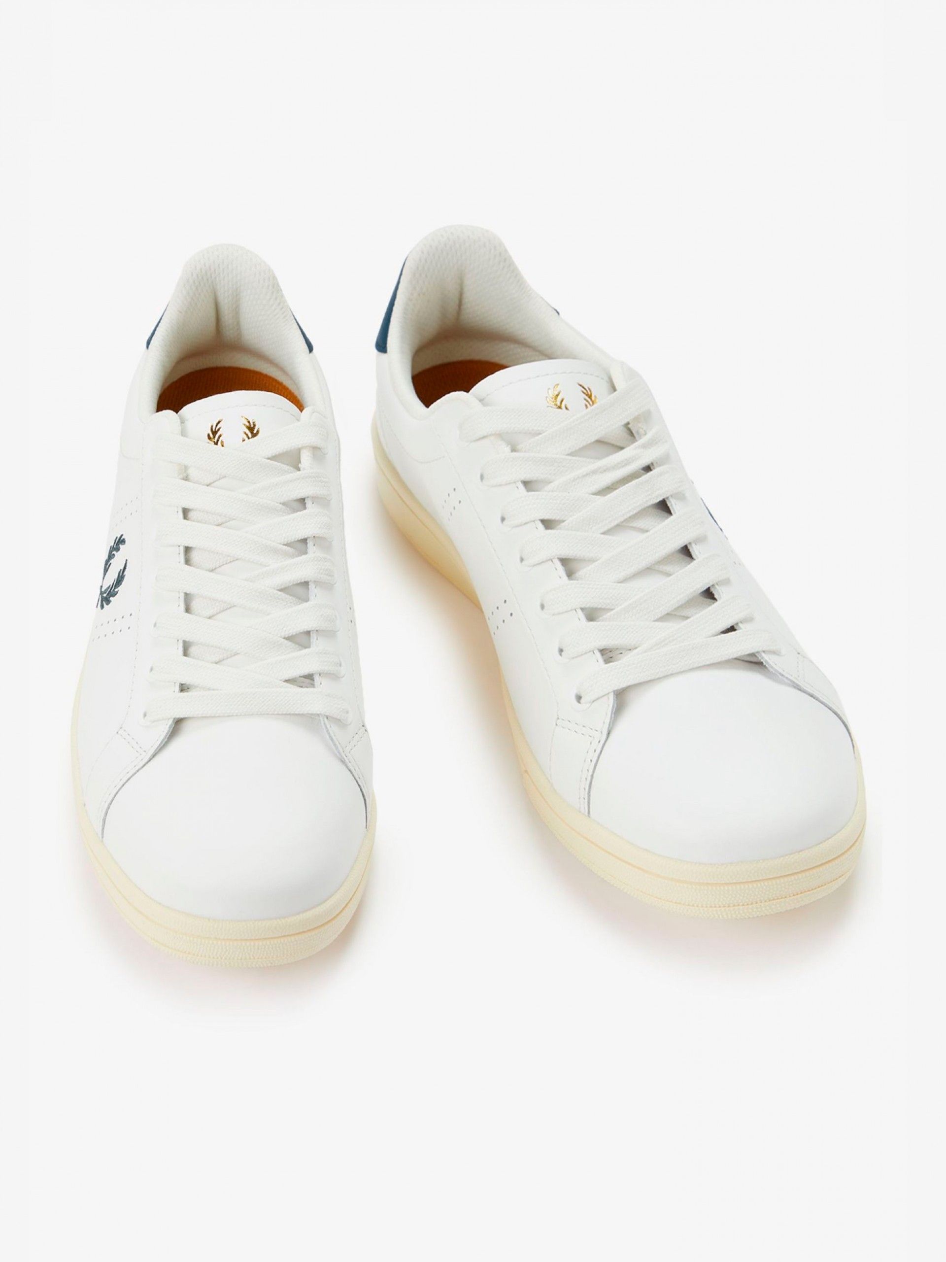 Sapatilhas Fred Perry B721 Em Pele Brancas e Azuis