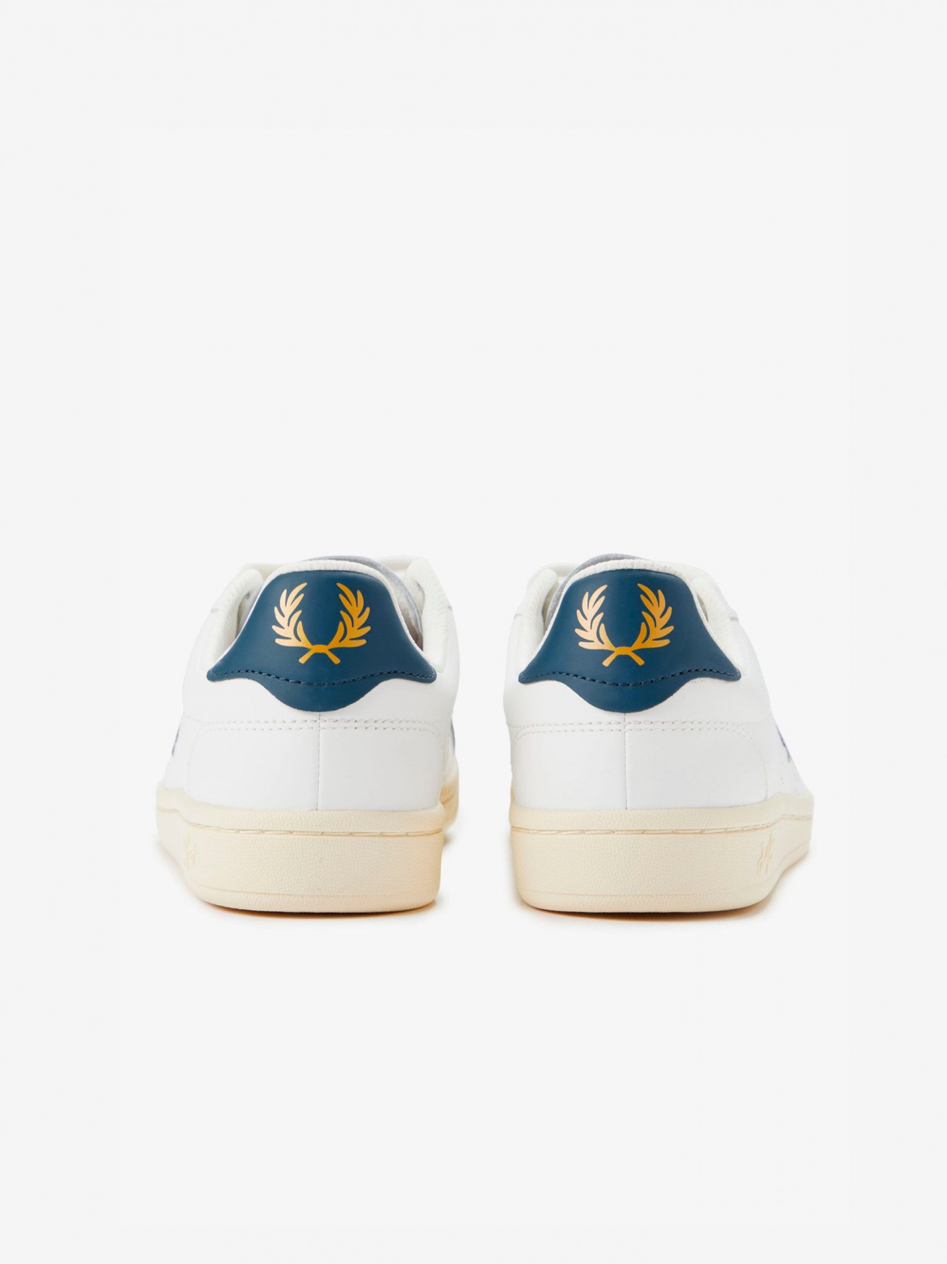 Sapatilhas Fred Perry B721 Em Pele Brancas e Azuis