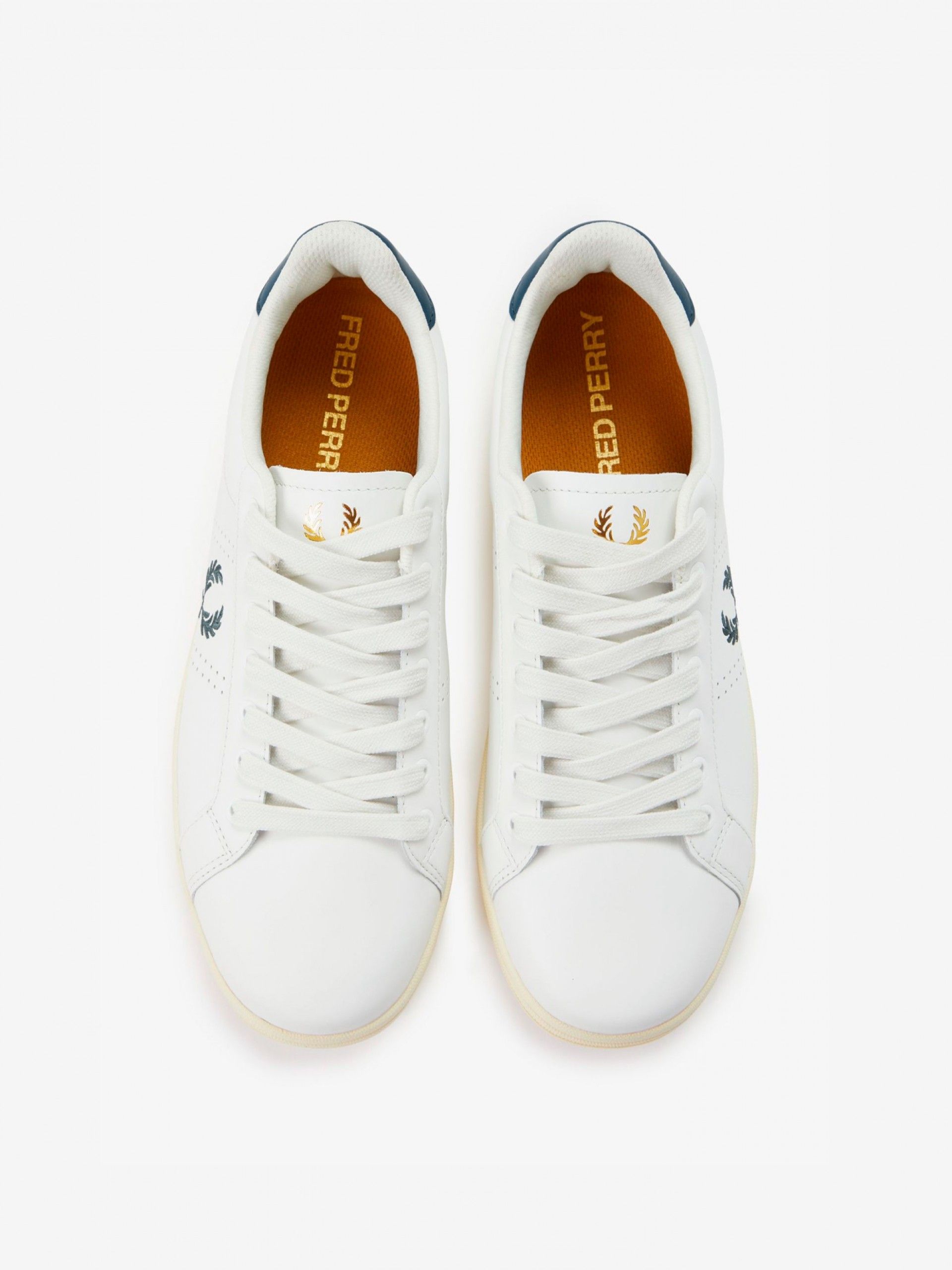 Sapatilhas Fred Perry B721 Em Pele Brancas e Azuis