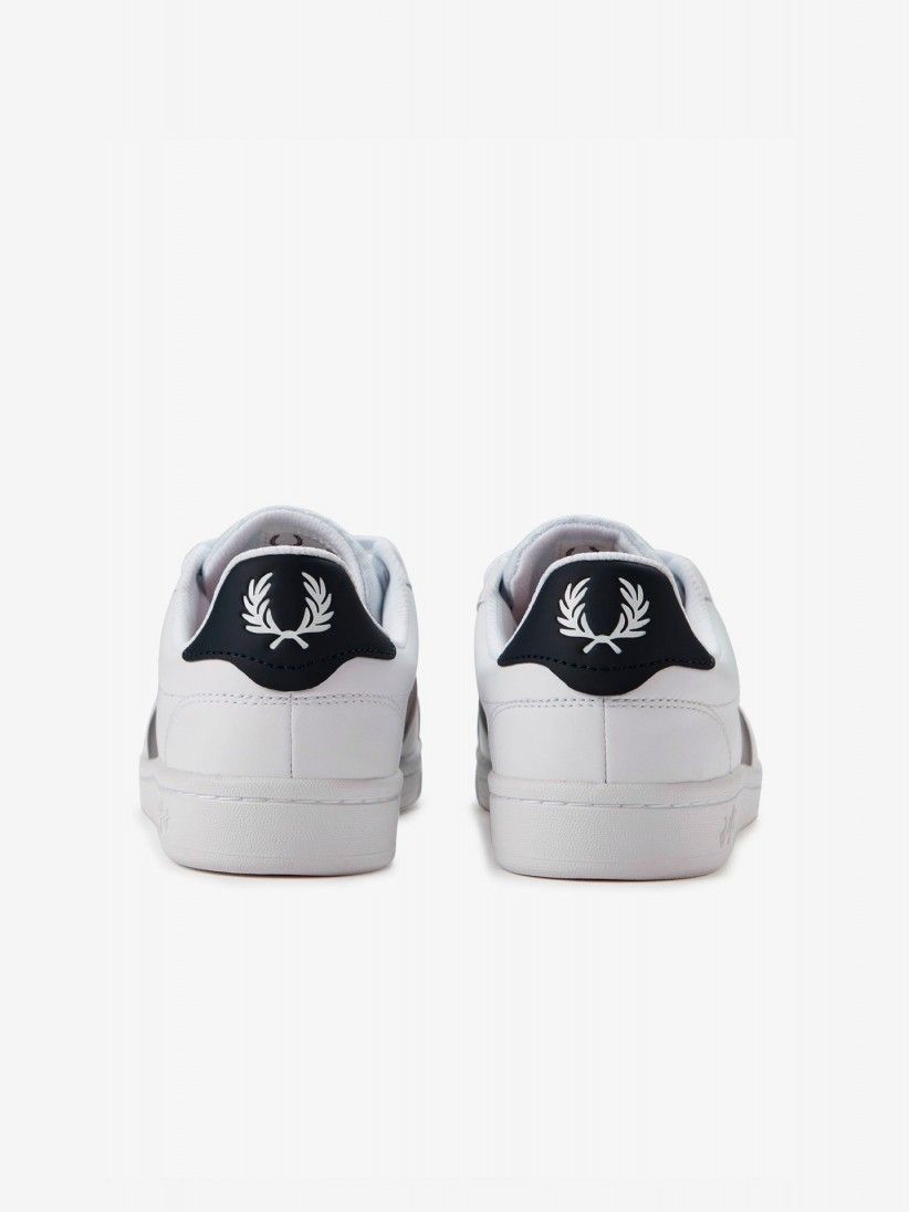 Sapatilhas Fred Perry B721 Em Couro Brancas e Azuis