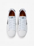 Sapatilhas Fred Perry B721 Em Couro Brancas e Azuis