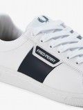 Sapatilhas Fred Perry B721 Em Couro Brancas e Azuis