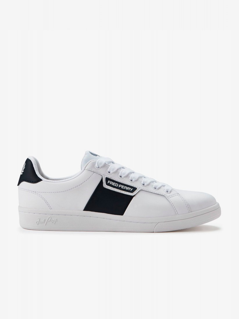 Sapatilhas Fred Perry B721 Em Couro Brancas e Azuis