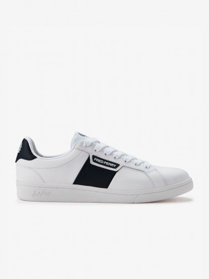 Sapatilhas Fred Perry B721 Em Couro Brancas e Azuis
