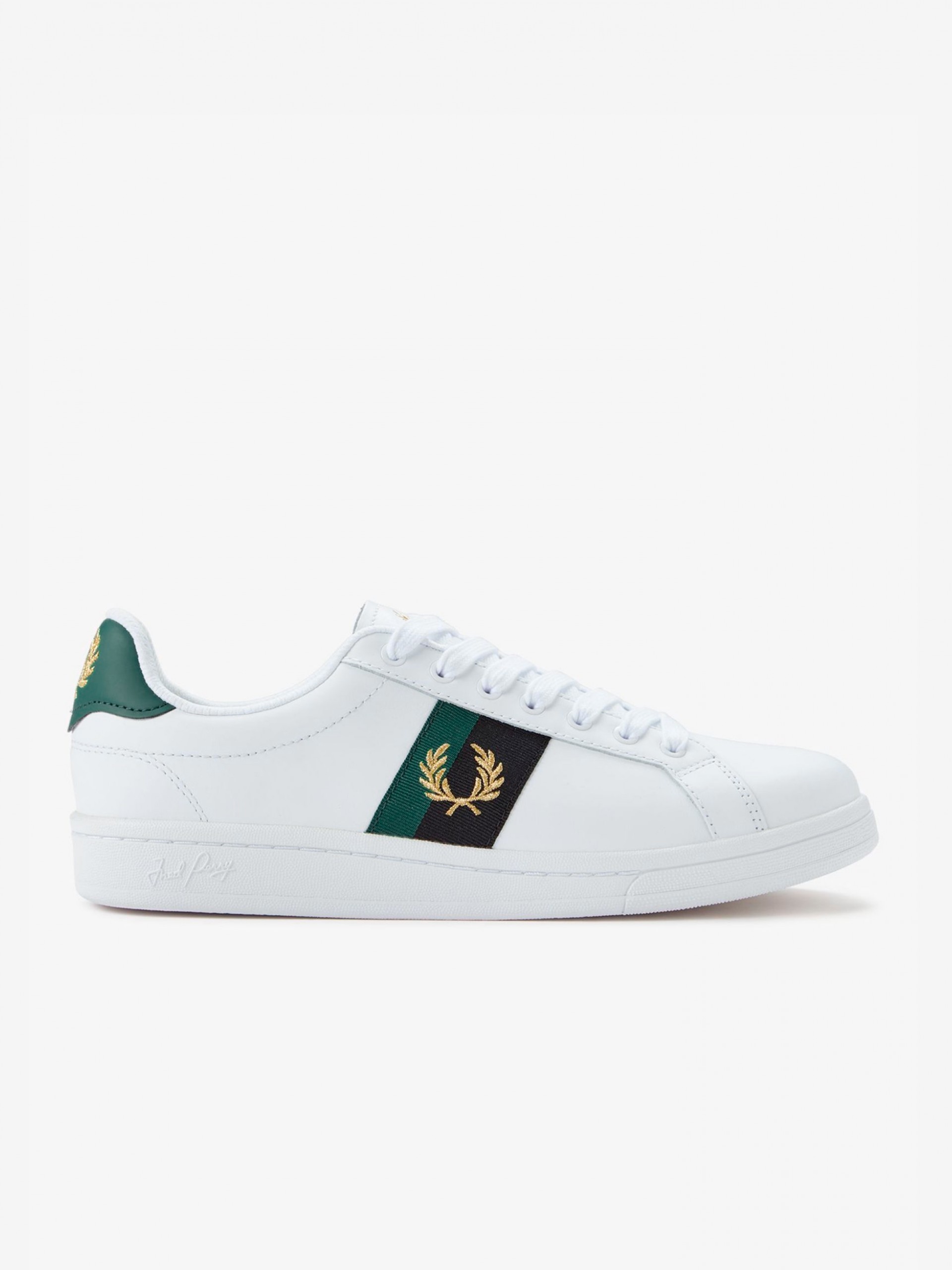 Sapatilhas Fred Perry B721 Em Couro Brancas e Verdes