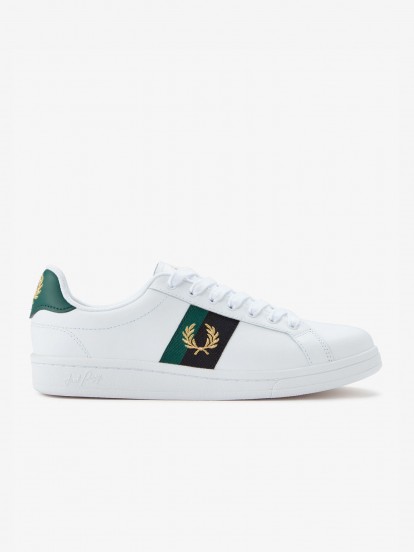 Fred Perry B721 Leather White and Green Sneakers