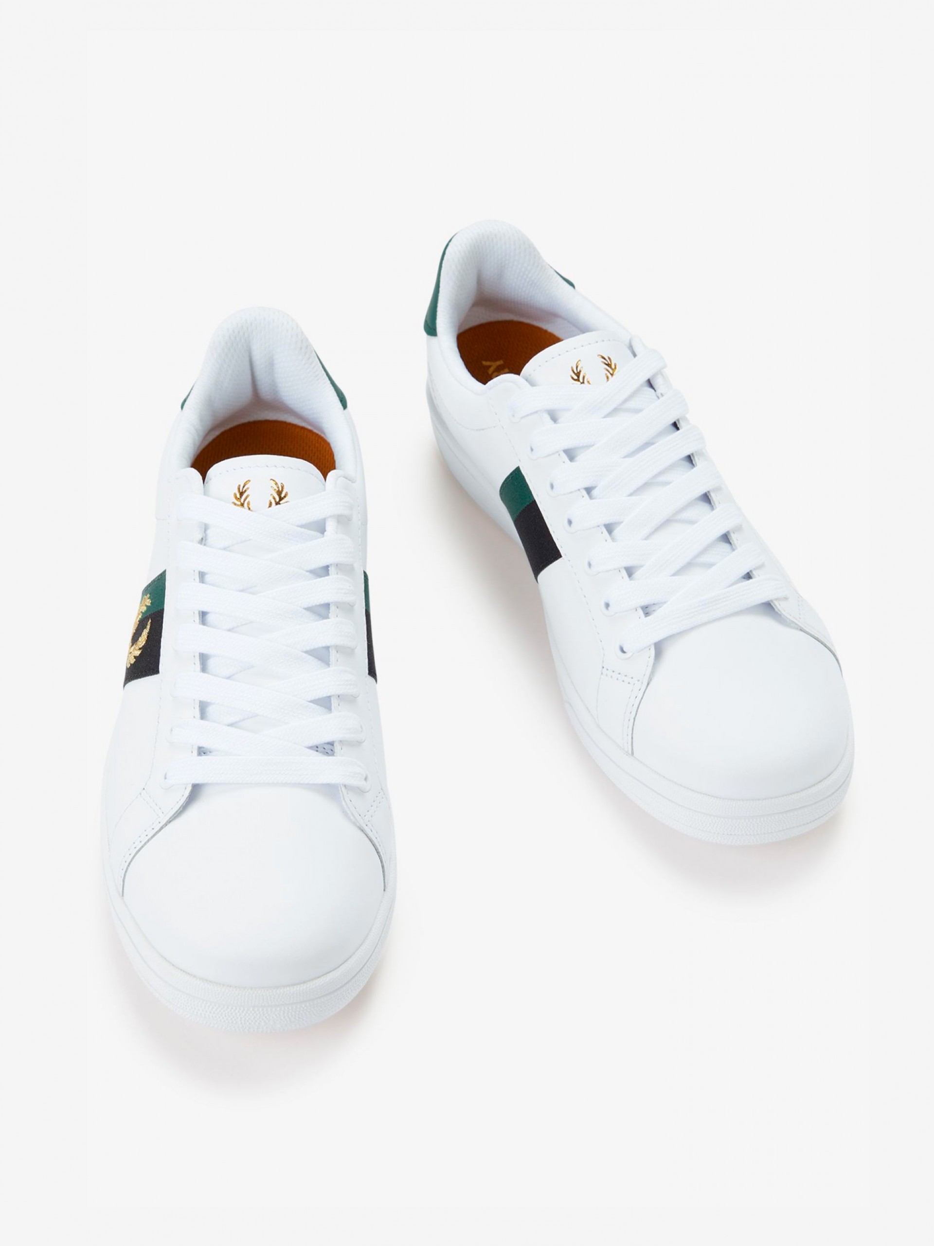 Sapatilhas Fred Perry B721 Em Couro Brancas e Verdes