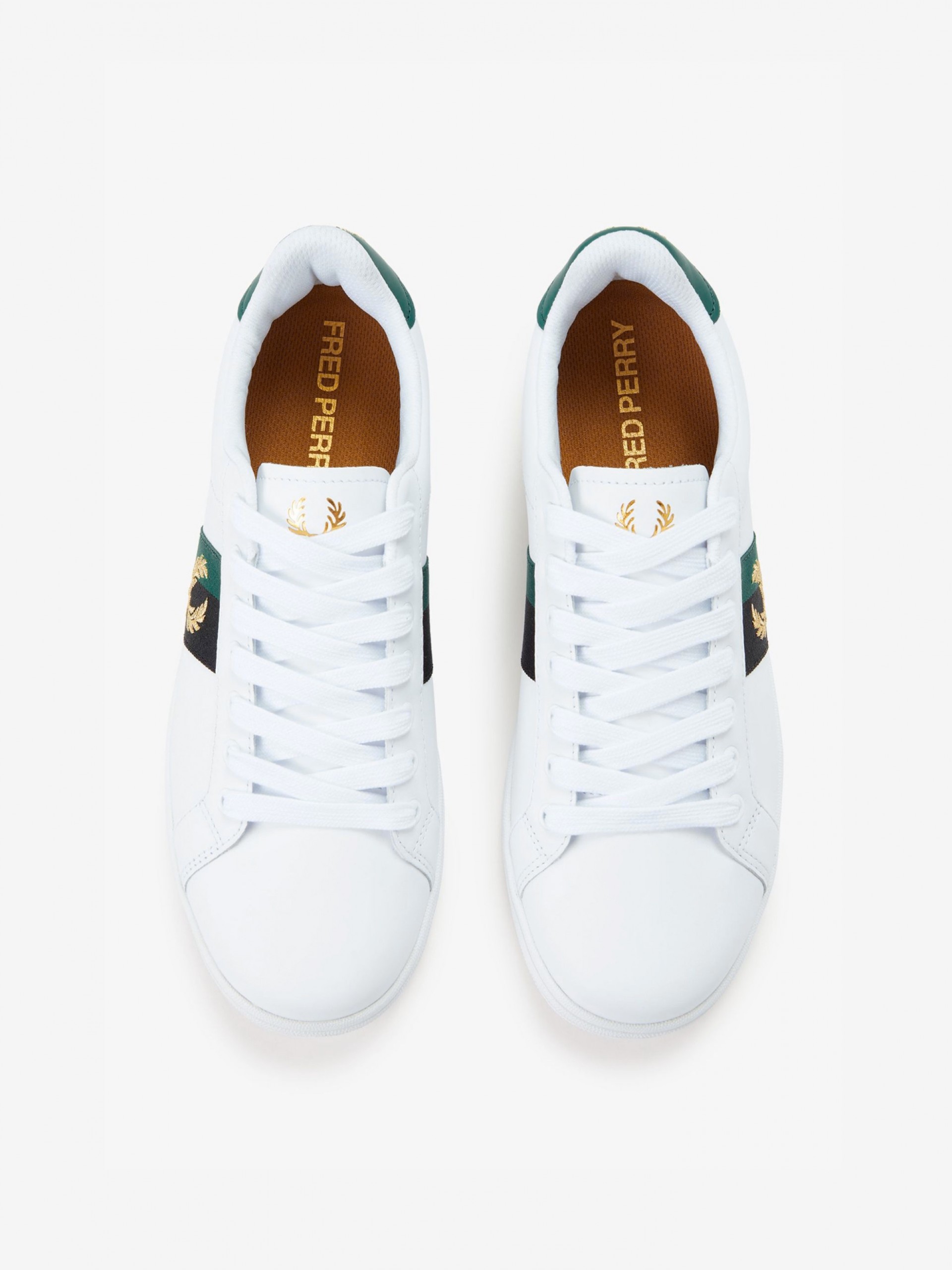 Sapatilhas Fred Perry B721 Em Couro Brancas e Verdes