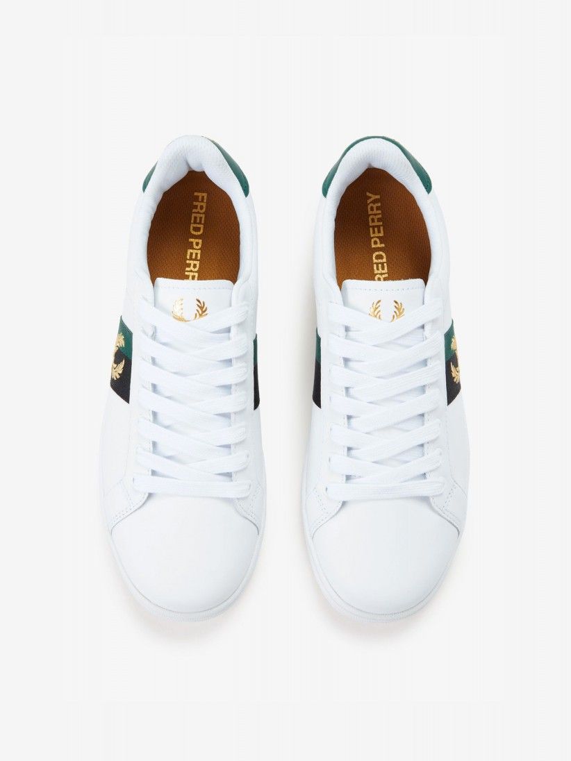 Sapatilhas Fred Perry B721 Em Couro Brancas e Verdes