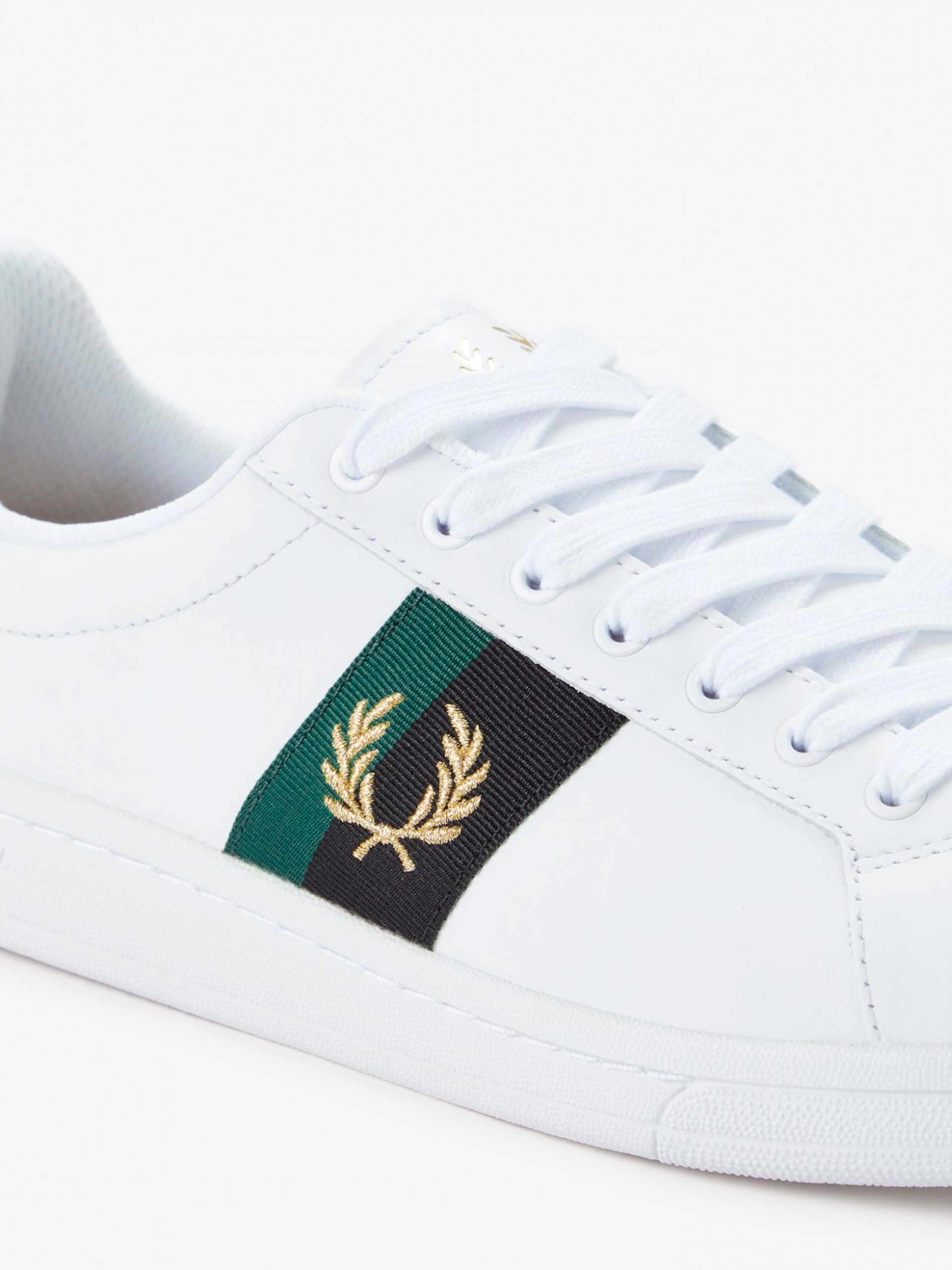 Sapatilhas Fred Perry B721 Em Couro Brancas e Verdes