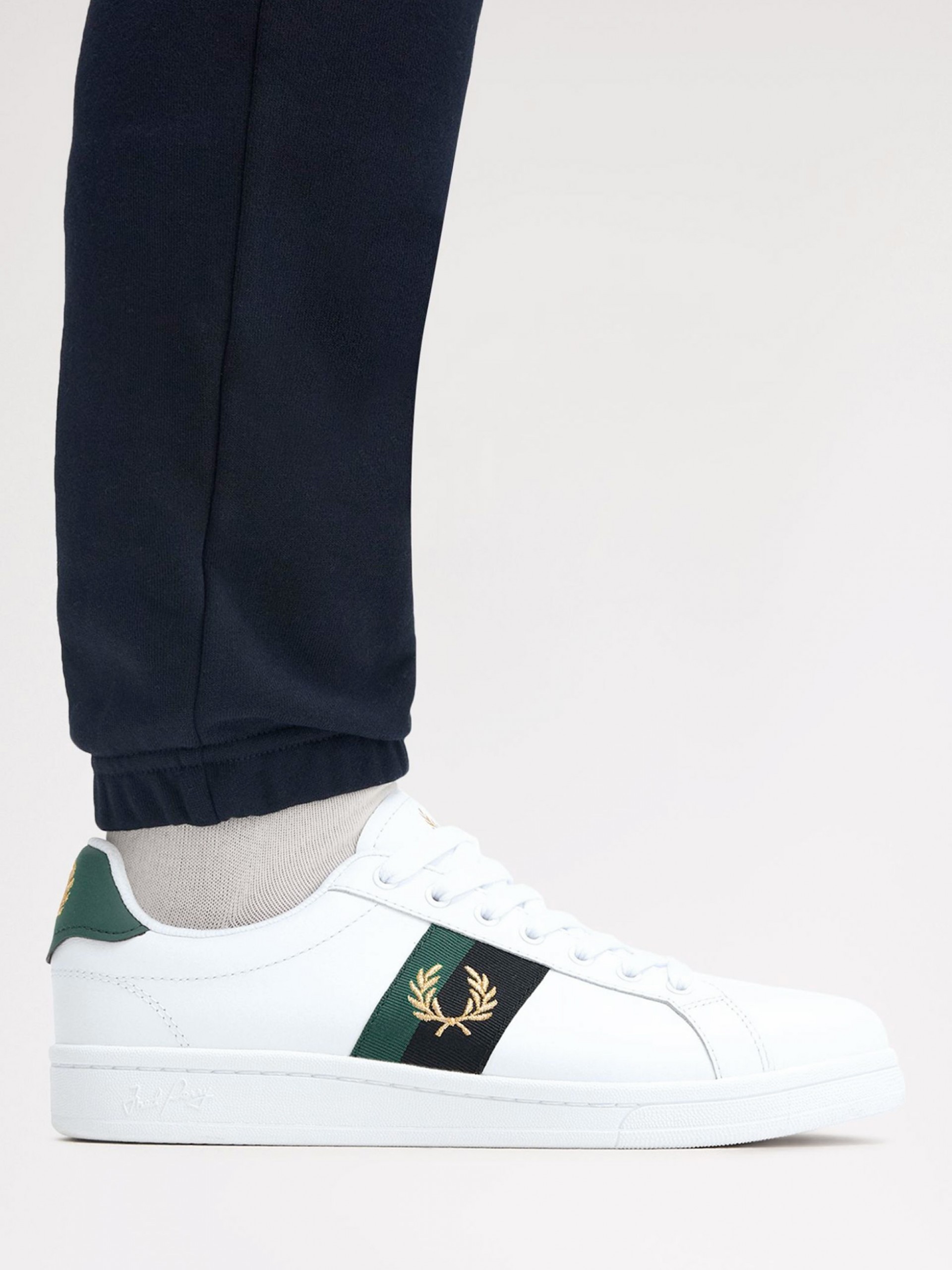 Sapatilhas Fred Perry B721 Em Couro Brancas e Verdes