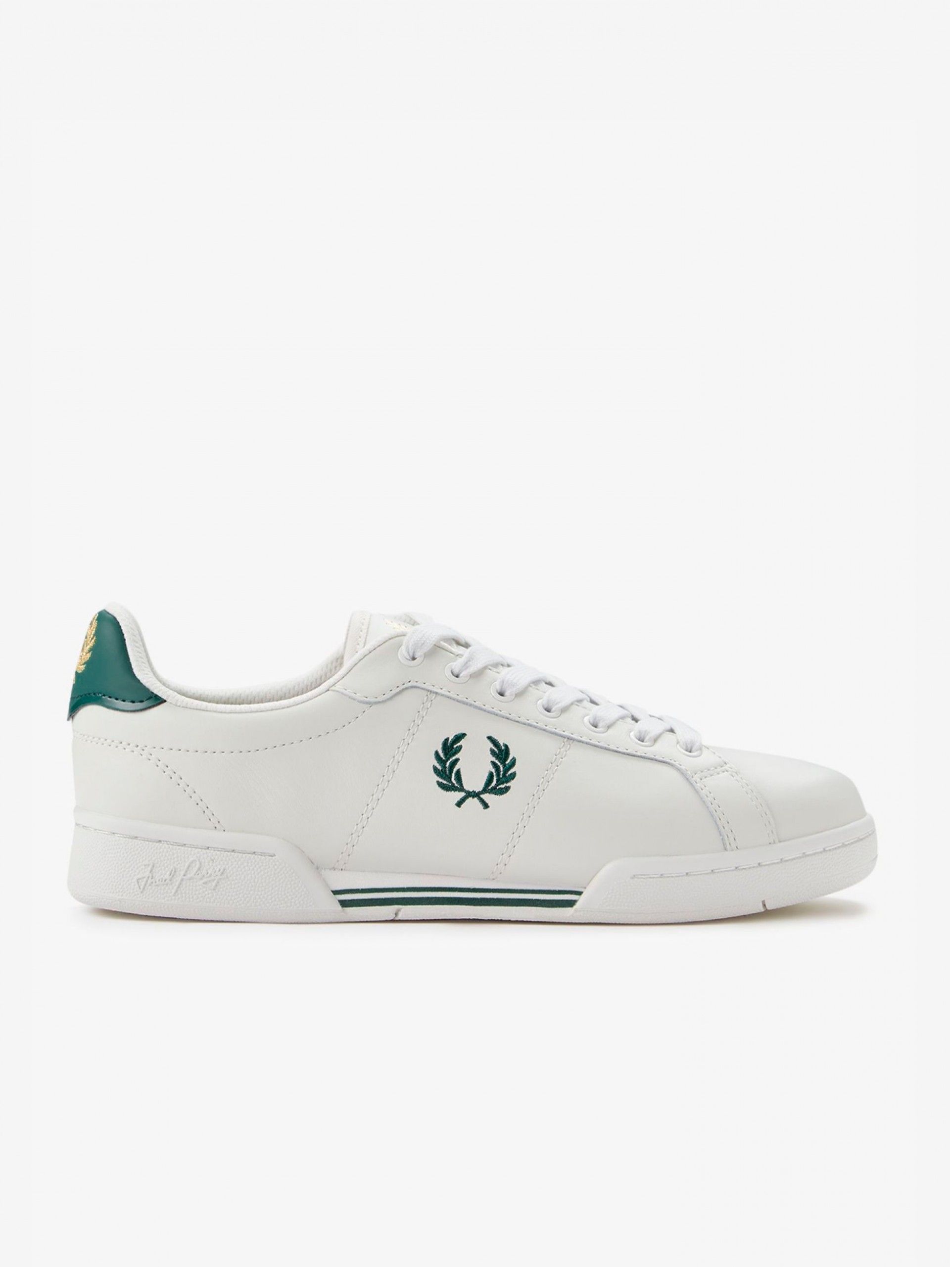 Sapatilhas Fred Perry B722 Em Couro Brancas e Verdes
