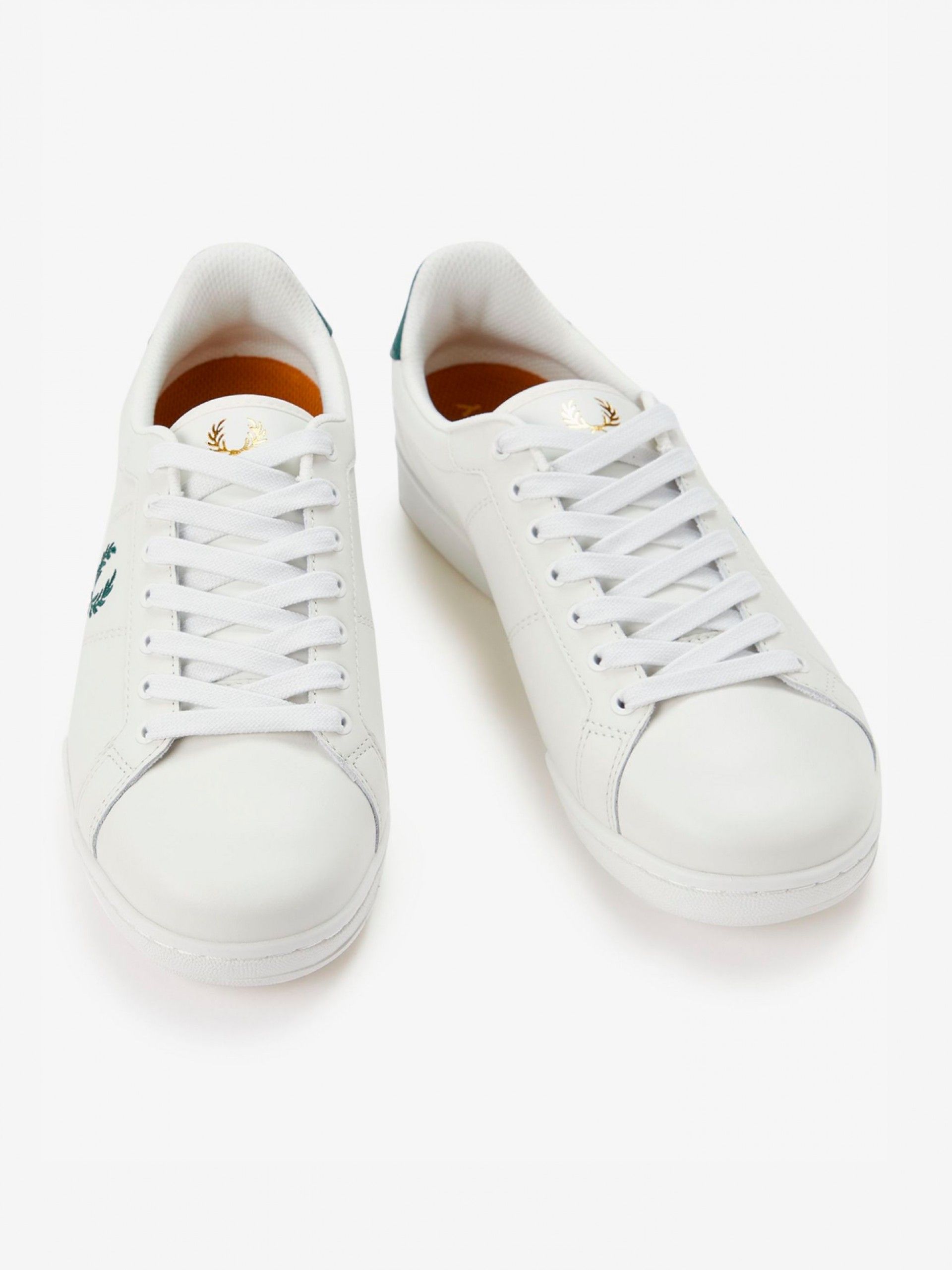 Sapatilhas Fred Perry B722 Em Couro Brancas e Verdes