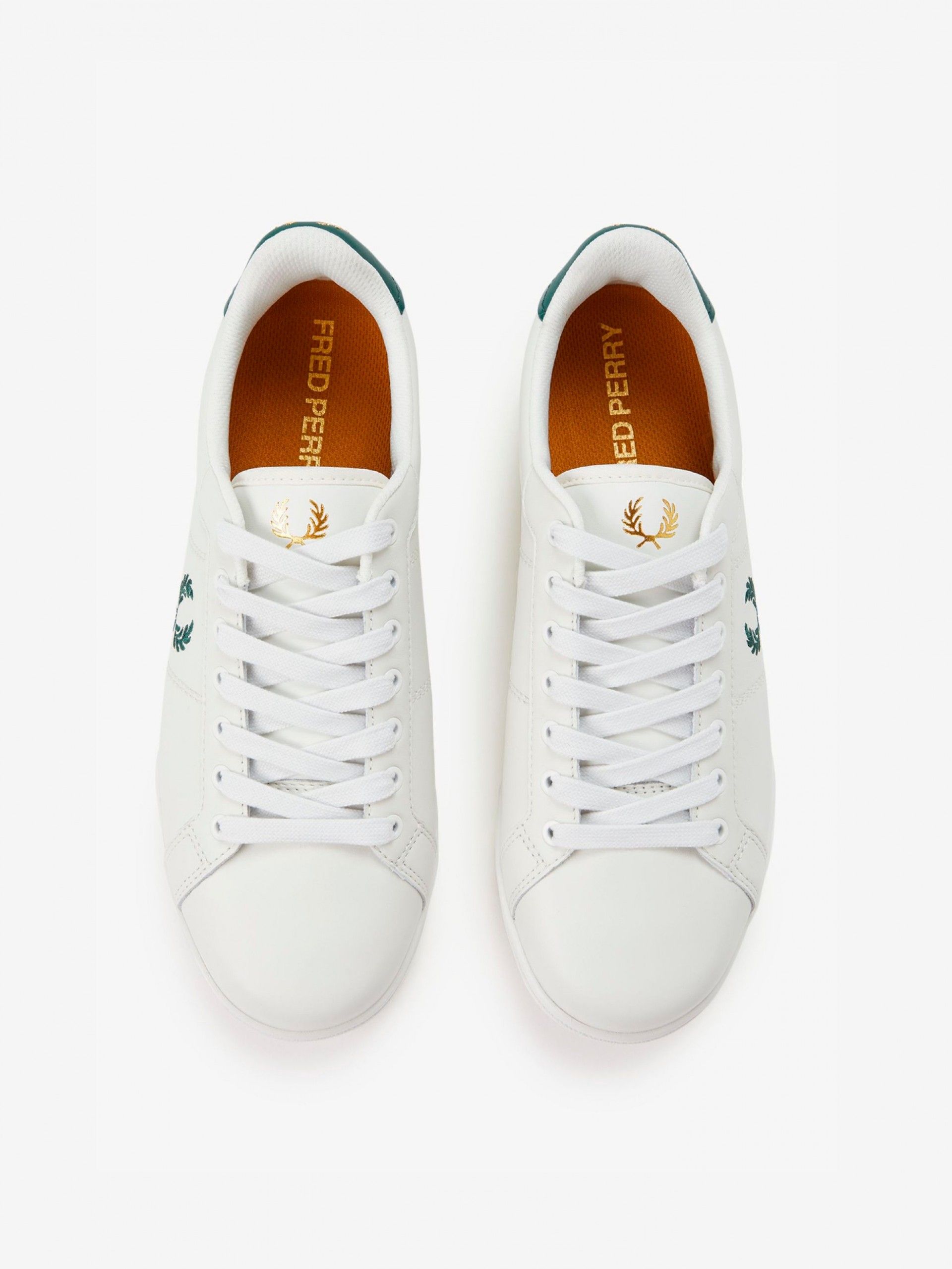 Sapatilhas Fred Perry B722 Em Couro Brancas e Verdes