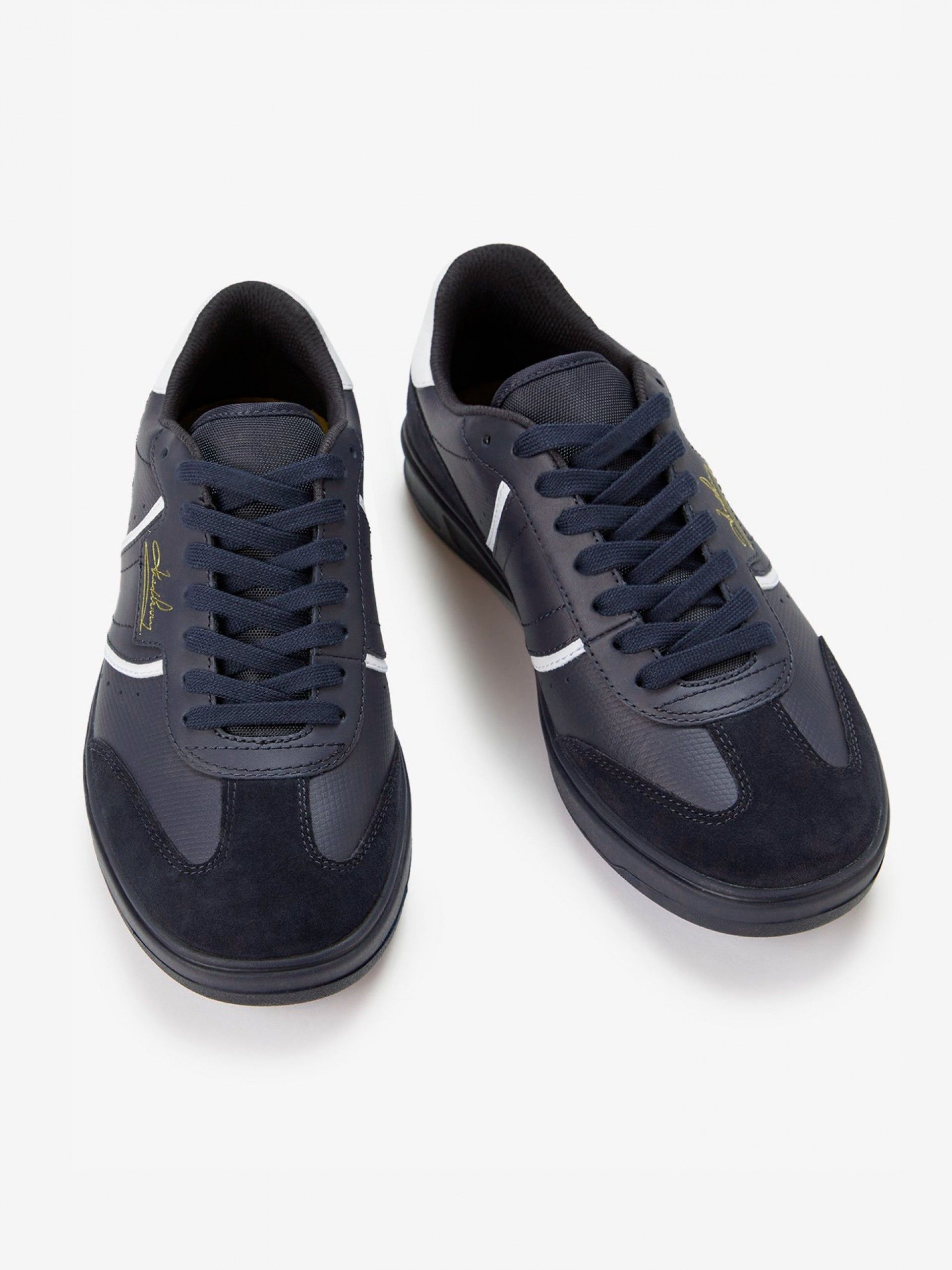 Sapatilhas Fred Perry B4 Em Couro e Camurça Azuis