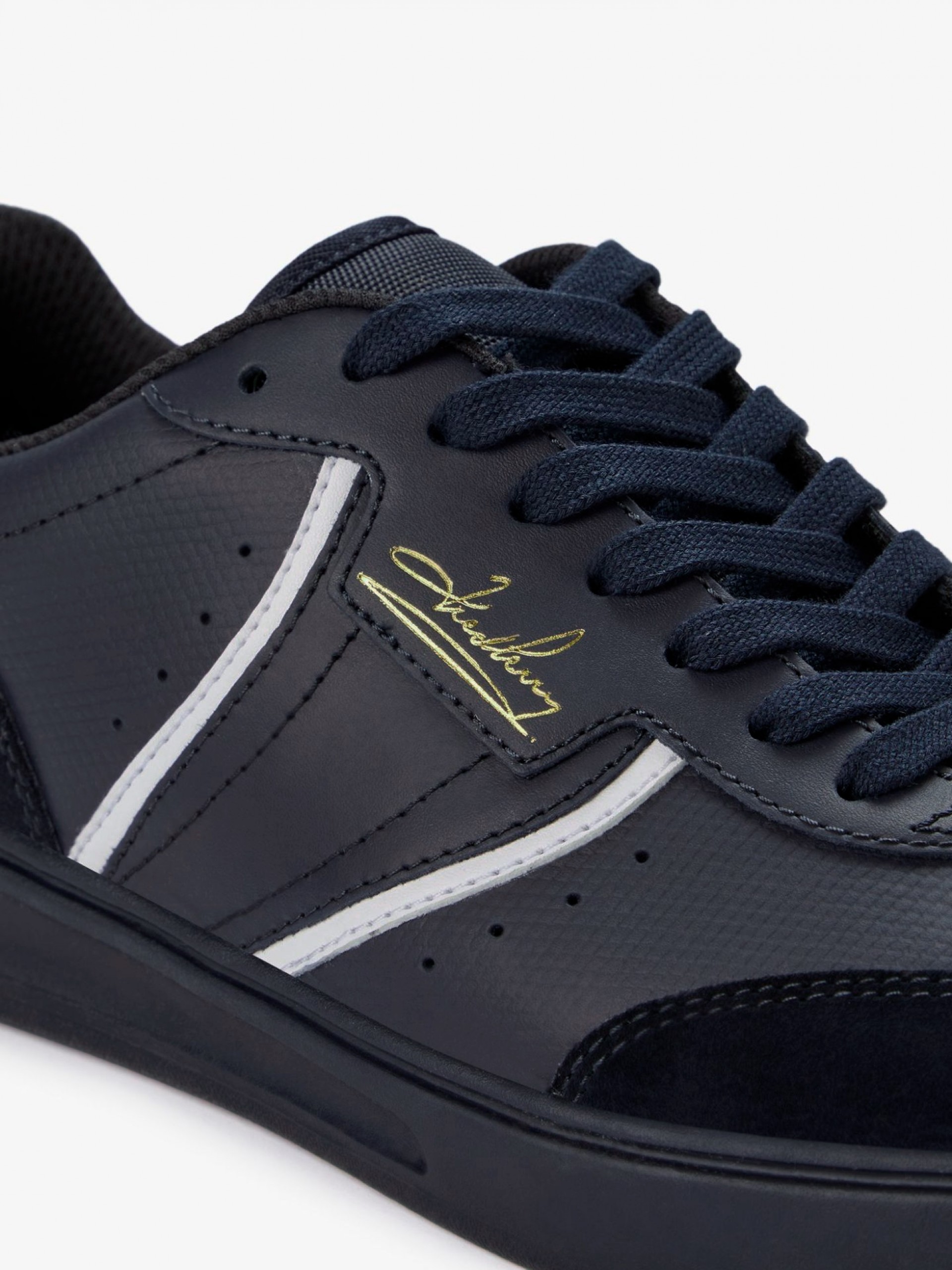 Sapatilhas Fred Perry B4 Em Couro e Camurça Azuis