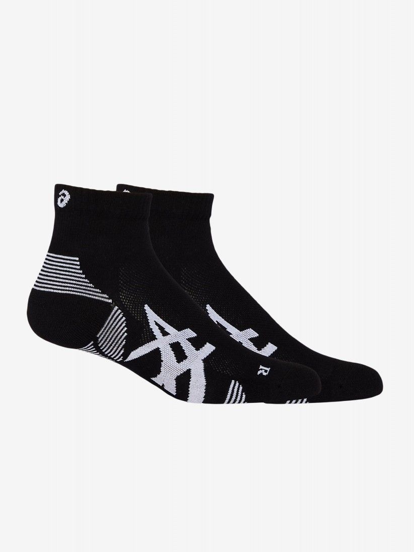 Meias de Running Asics Cushion Run Quarter Pretas (2 Pares)