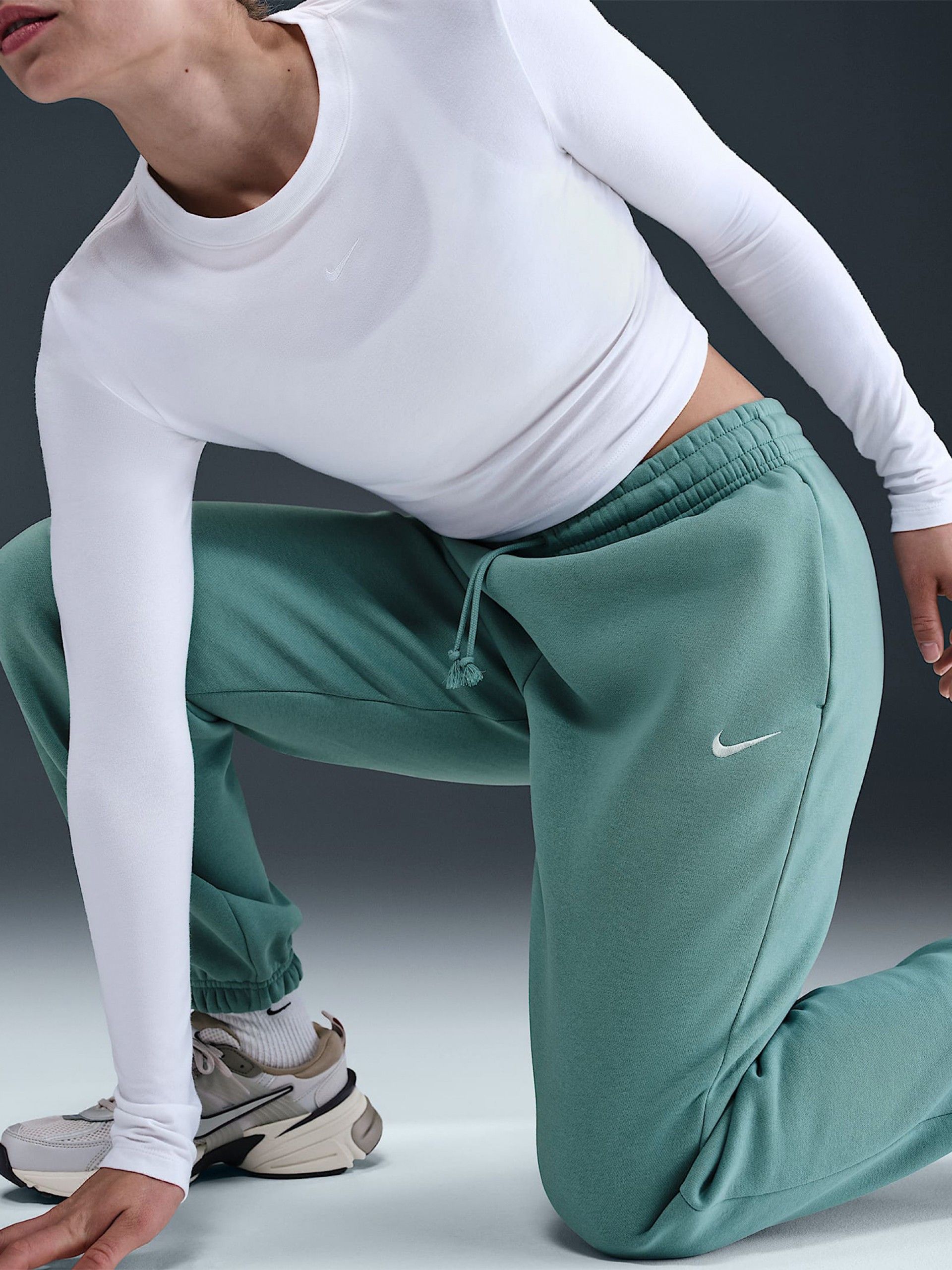 Pantalones Nike Sportswear Phoenix Fleece High Rise Verdes Para Mujer